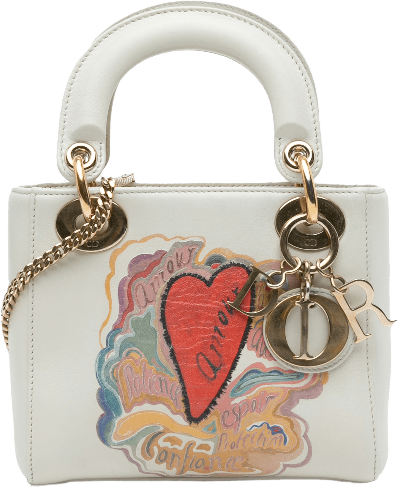 Dior Niki De Saint Phalle Mini Calfskin Dioramour Lady Dior, från Luxclusif, i färgen white.