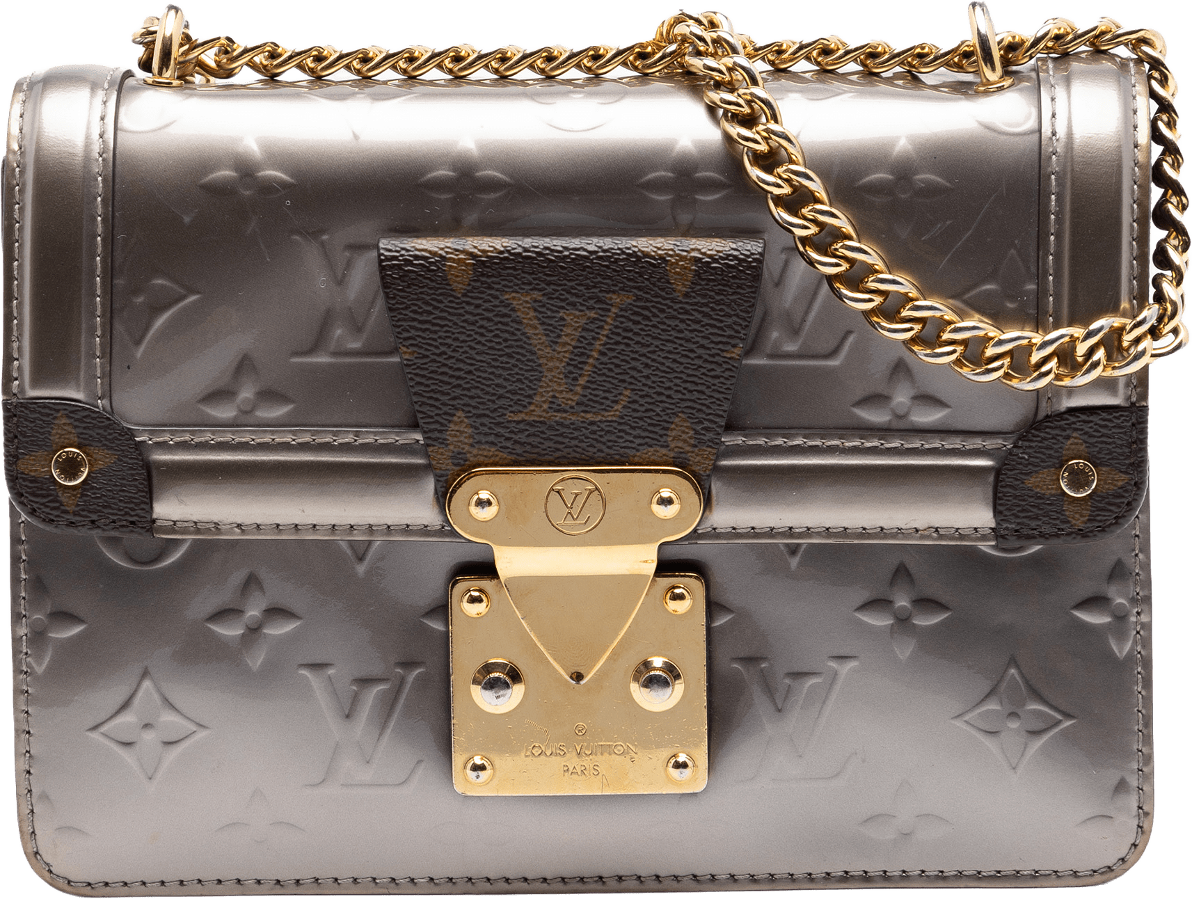 Louis Vuitton Monogram Vernis Wynwood, från Luxclusif, i färgen dark gray.
