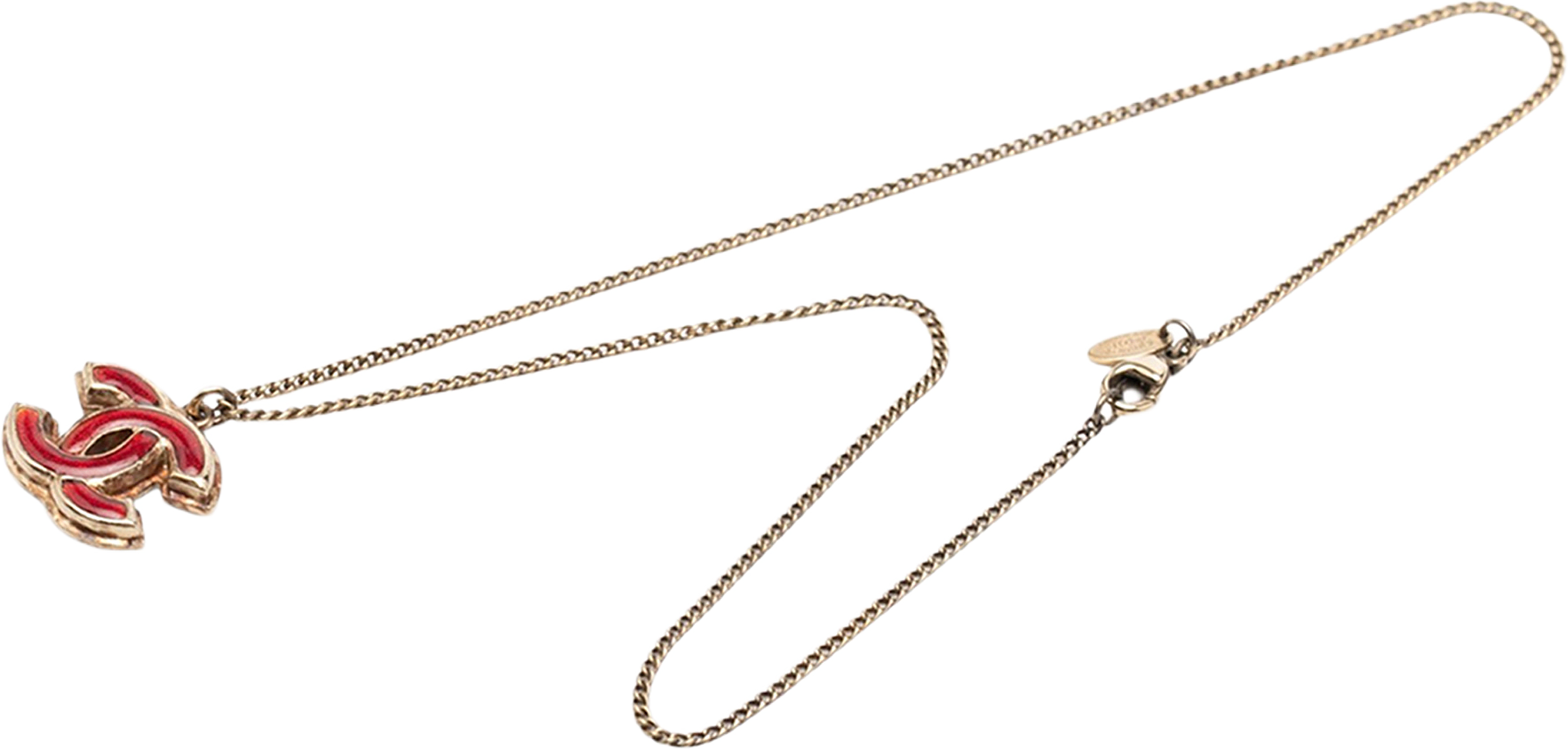 Chanel Cc Gold Plated Enamel Pendant Necklace, från Luxclusif, i färgen gold.