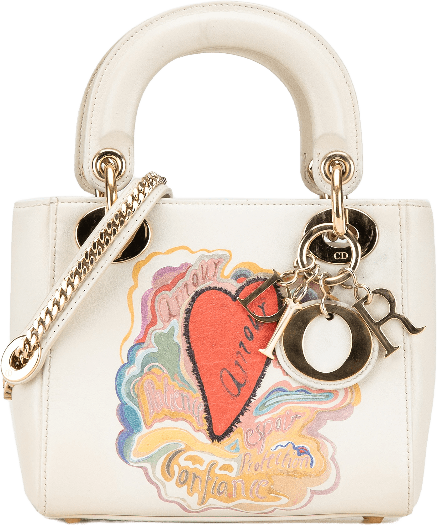 Dior Niki De Saint Phalle Mini Calfskin Dioramour Lady Dior, från Luxclusif, i färgen white.