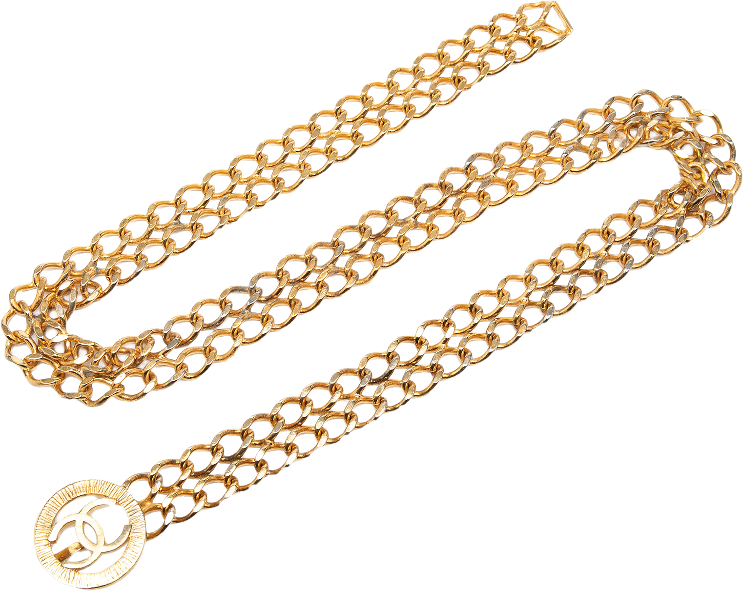 Chanel Cc Gold Plated Double Chain Belt, från Luxclusif, i färgen guld.