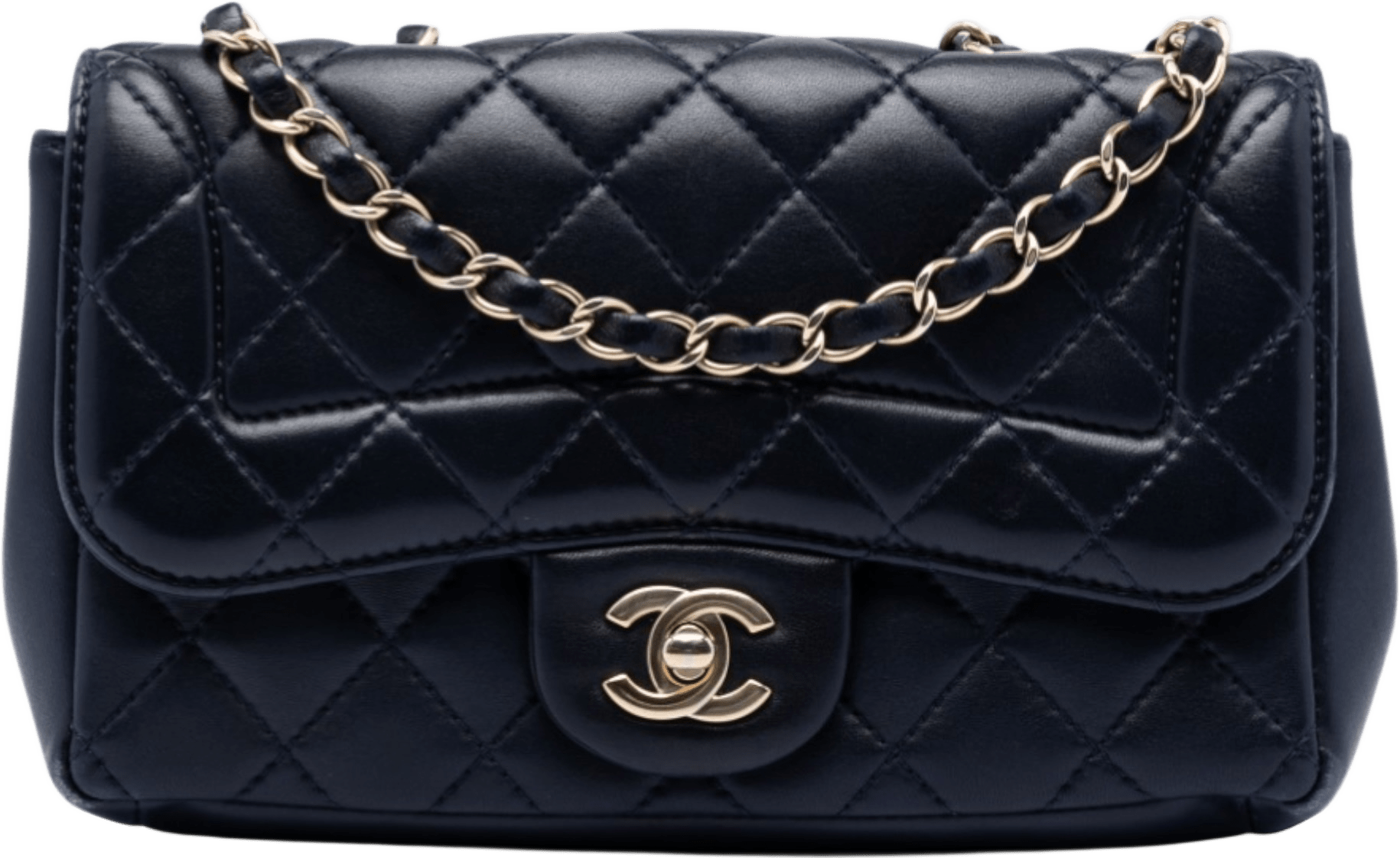 Chanel Mini Quilted Lambskin Mademoiselle Chic Flap, från Luxclusif, i färgen navy.