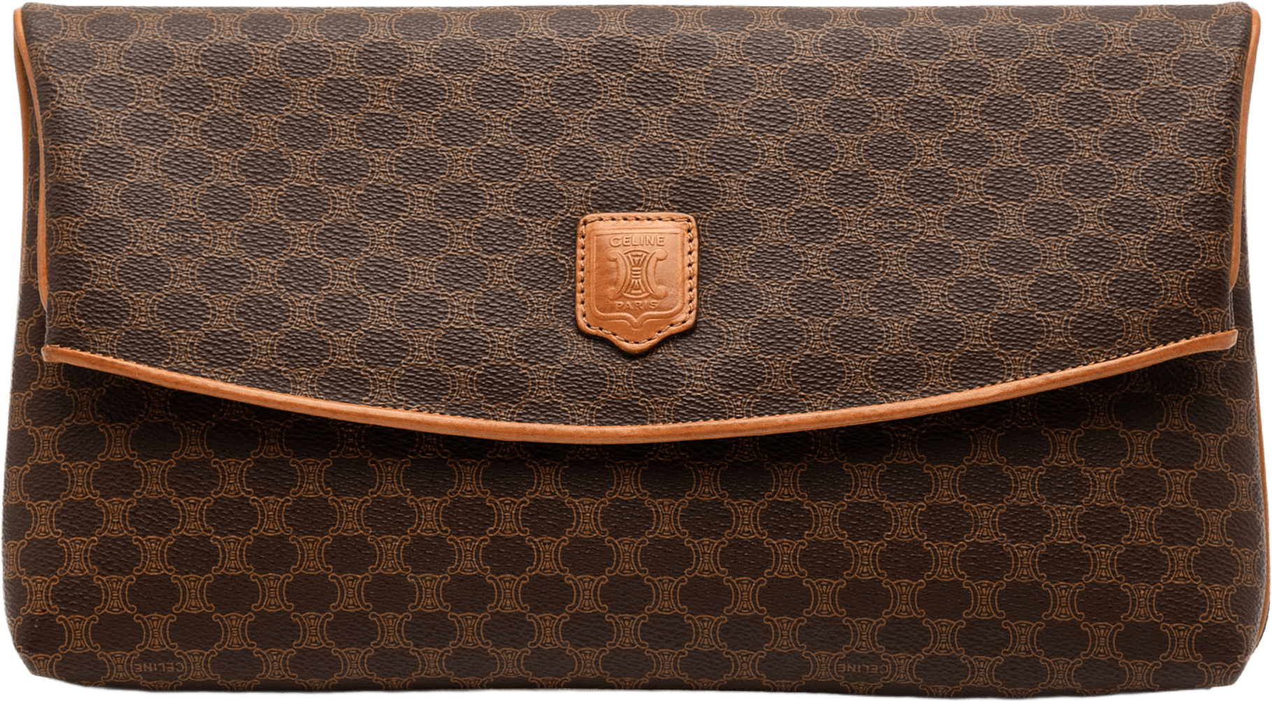 Celine Macadam Coated Canvas Clutch, från Luxclusif, i färgen brown.