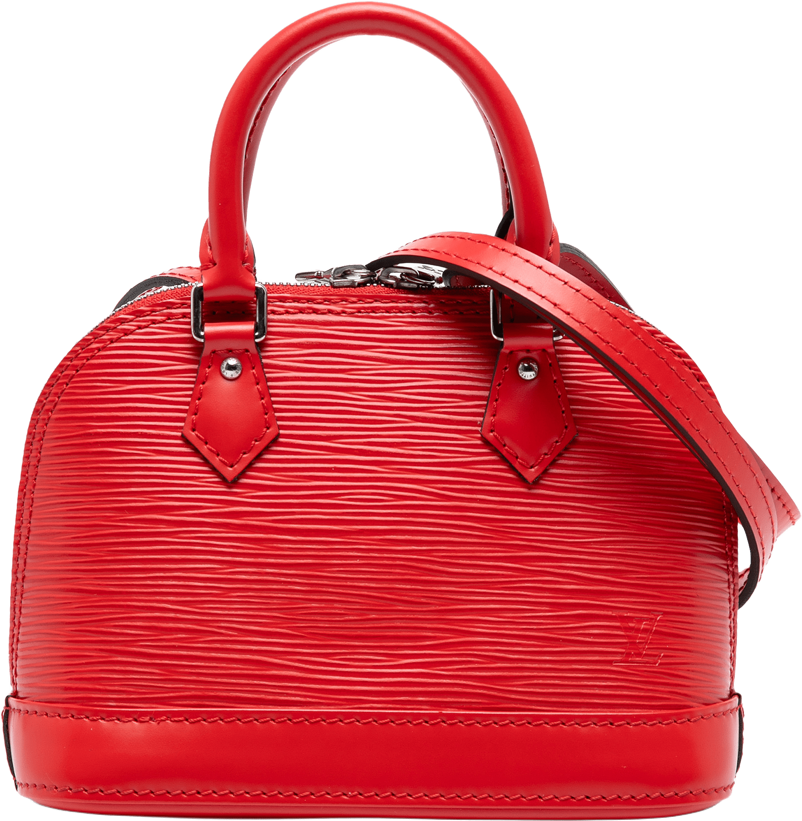 Louis Vuitton Epi Nano Alma, från Luxclusif, i färgen red.