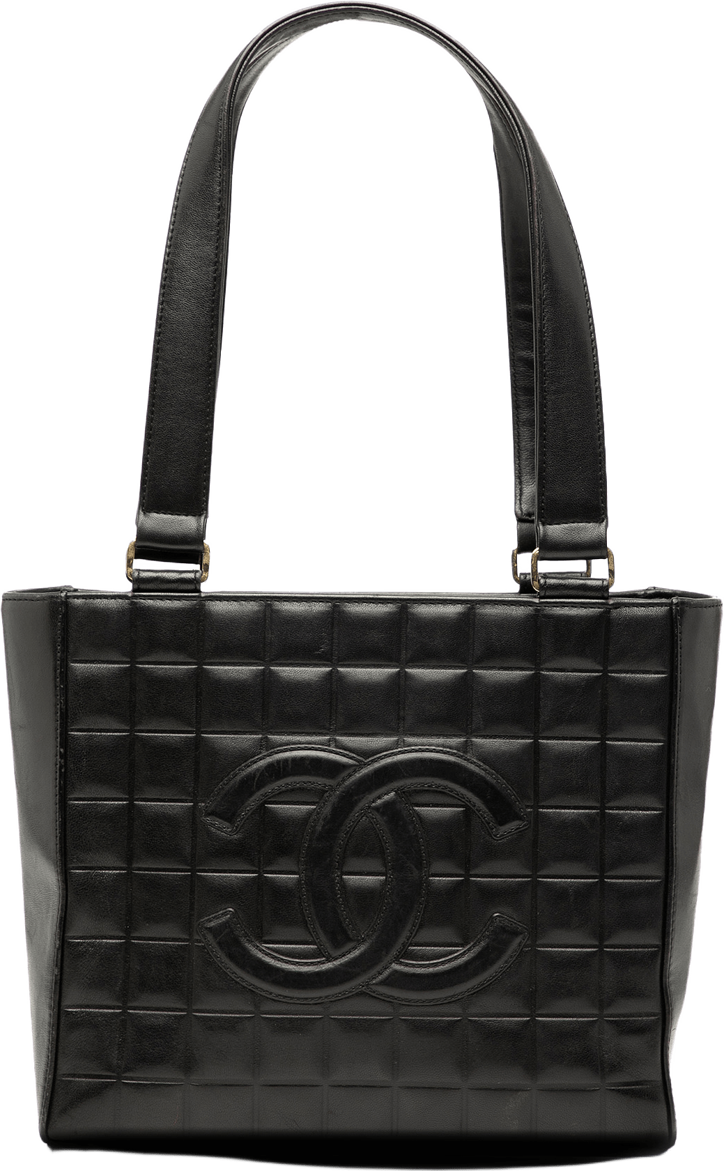 Chanel Cc Choco Bar Lambskin Tote, från Luxclusif, i färgen black.