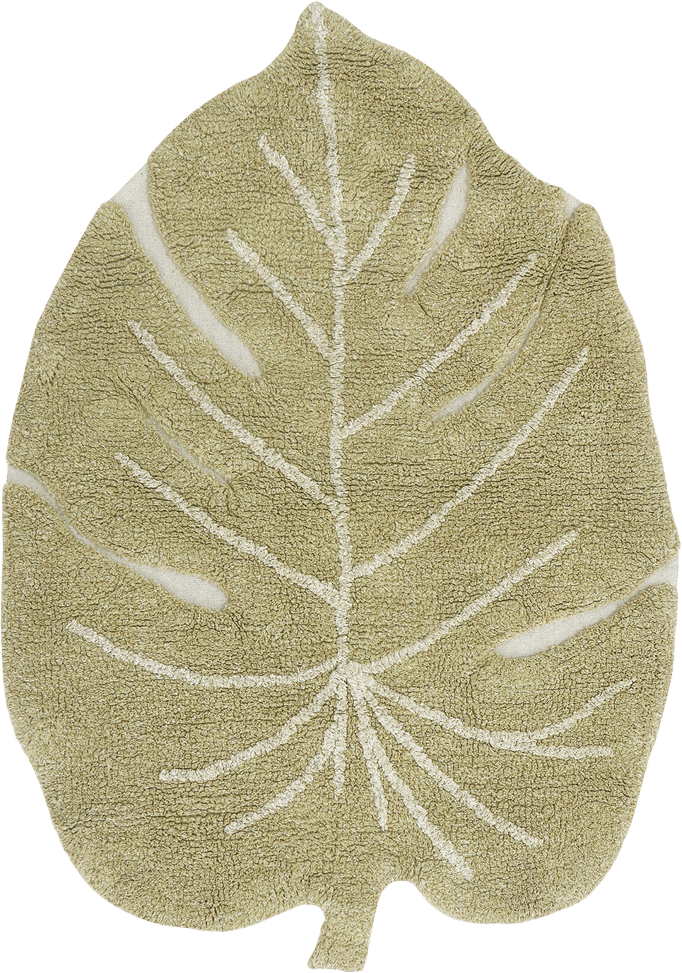 Tvättbar Matta Monstera, från LORENA CANALS, i färgen olive, natural.