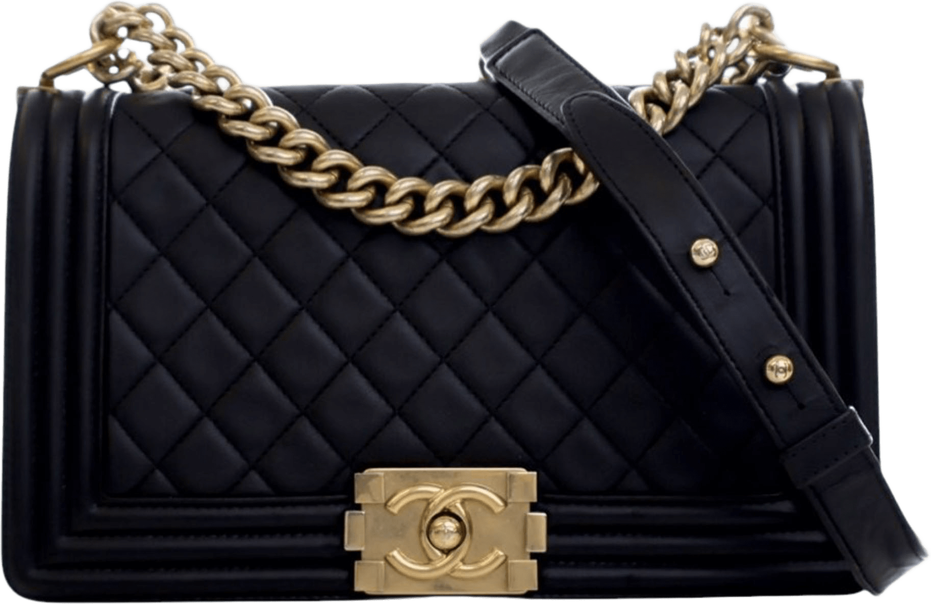 Chanel Old Medium Quilted Lambskin Boy Flap, från Luxclusif, i färgen black.