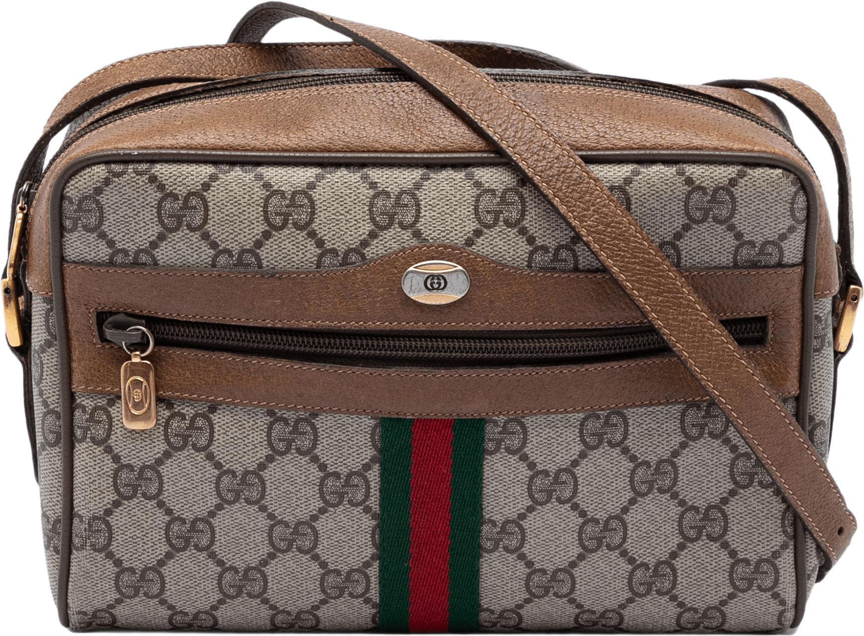 Gucci Gg Supreme Web Crossbody, från Luxclusif, i färgen beige.