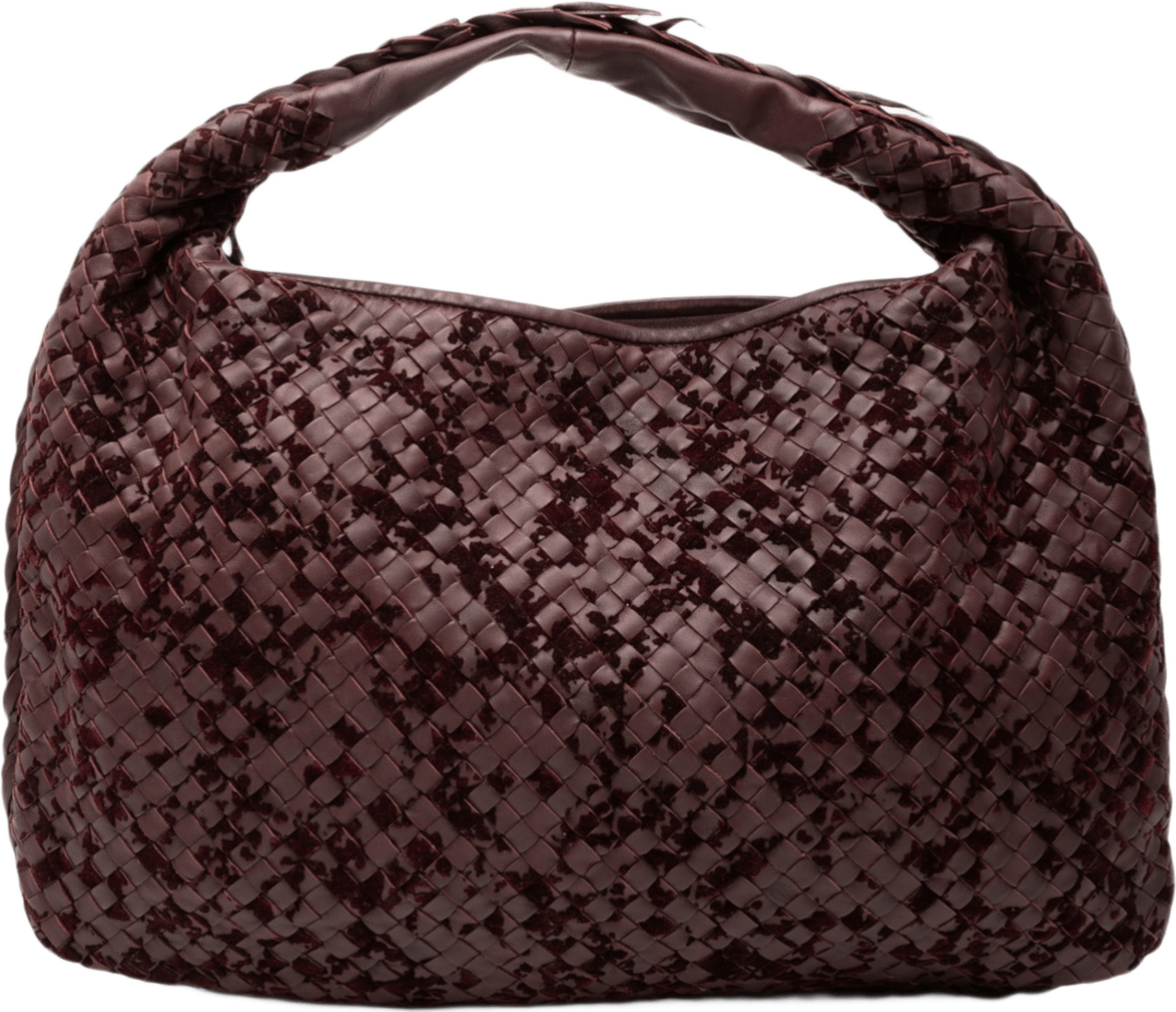 Bottega Veneta Medium Velvet Speckled Nappa Intrecciato Veneta Hobo, från Luxclusif, i färgen röd.