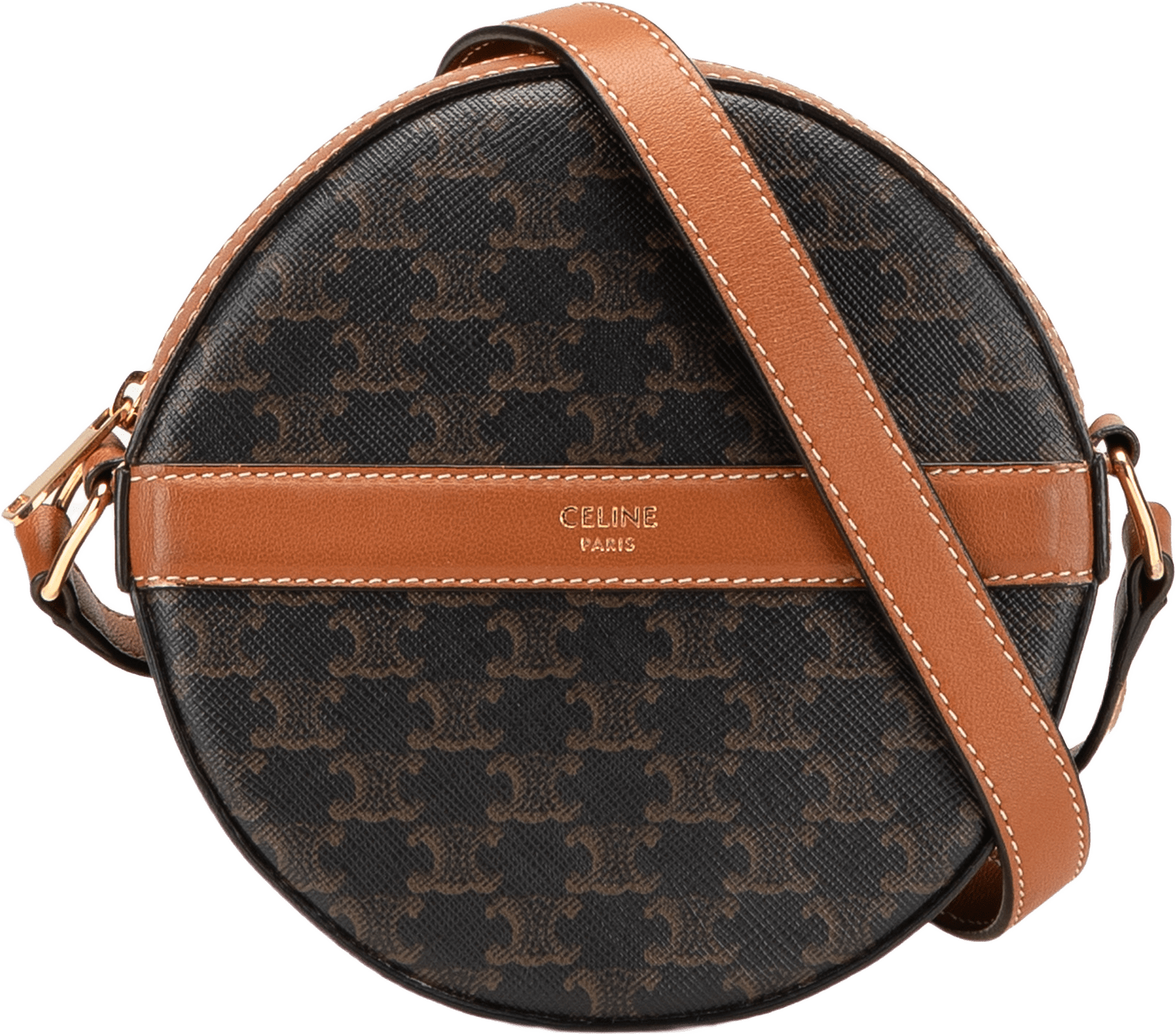 Celine Triomphe Coated Canvas Round Purse On Strap