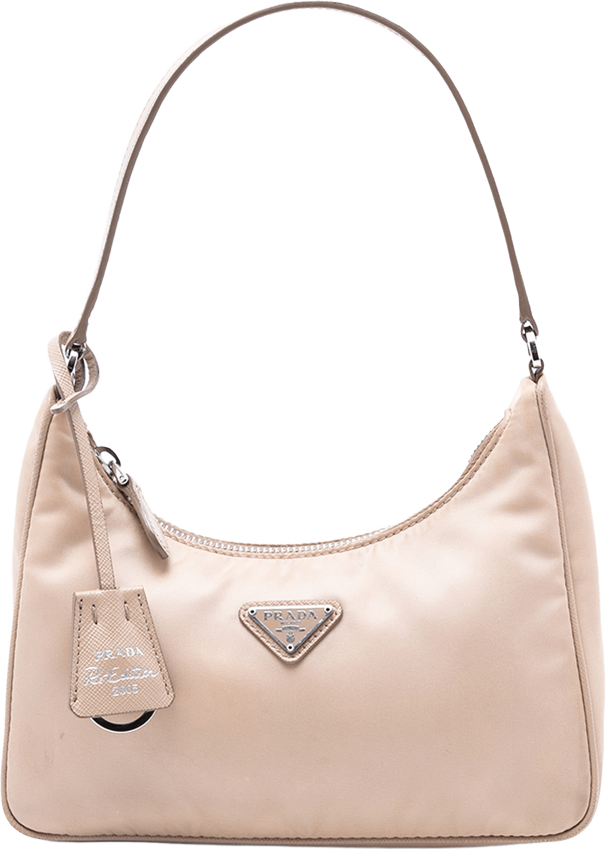 Prada Re Nylon Re Edition 2005 Shoulder Bag, från Luxclusif, i färgen light beige.