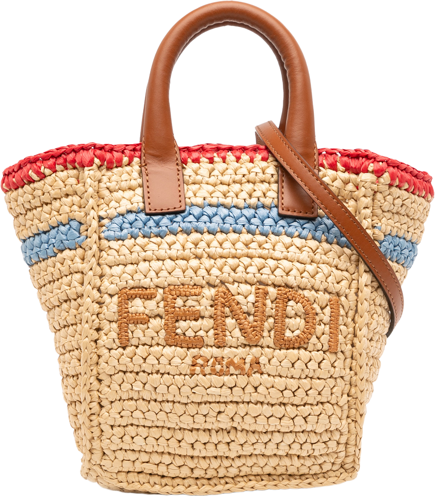 Fendi Mini Raffia Soft Sunshine Shopper Tote, från Luxclusif, i färgen beige.