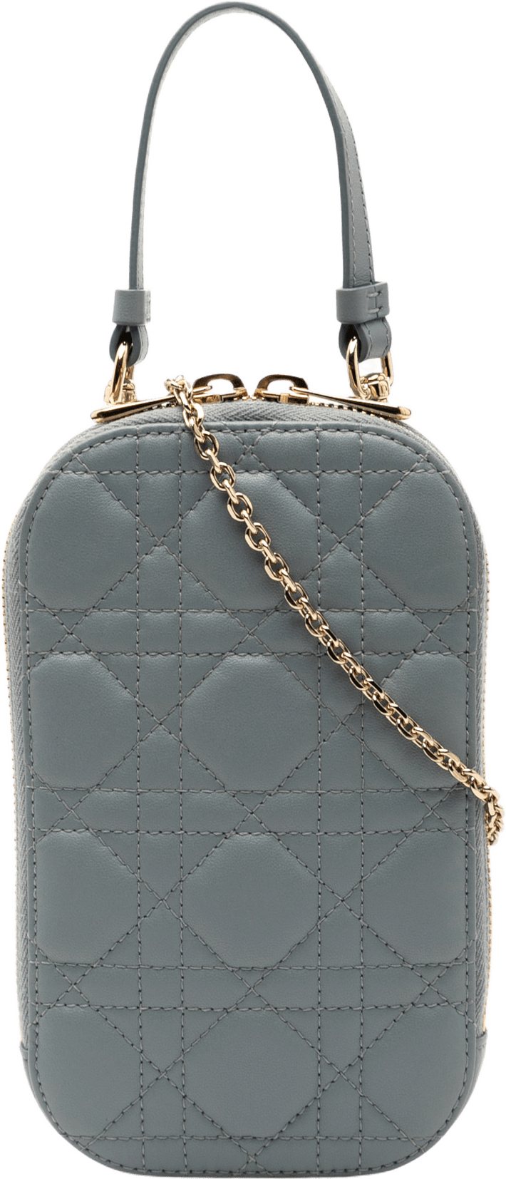 Dior Lambskin Cannage Lady Dior Call In Phone Holder, från Luxclusif, i färgen light blue.