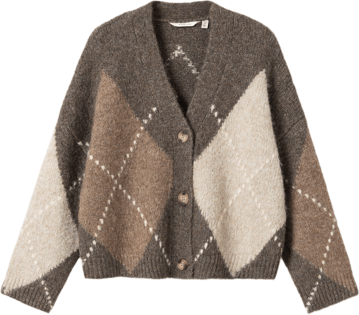 N-laiana Knit Cardigan - Ash Brown Mix, från Noella, i färgen ash brown mix.
