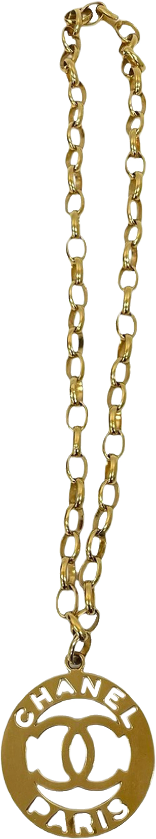 Chanel Cc Gold Plated Logo Pendant Necklace, från Luxclusif, i färgen gold.