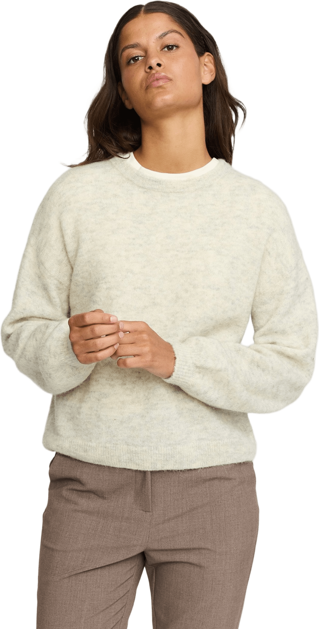 Srallison Knit, från Soft Rebels, i färgen pumice stone mélange.