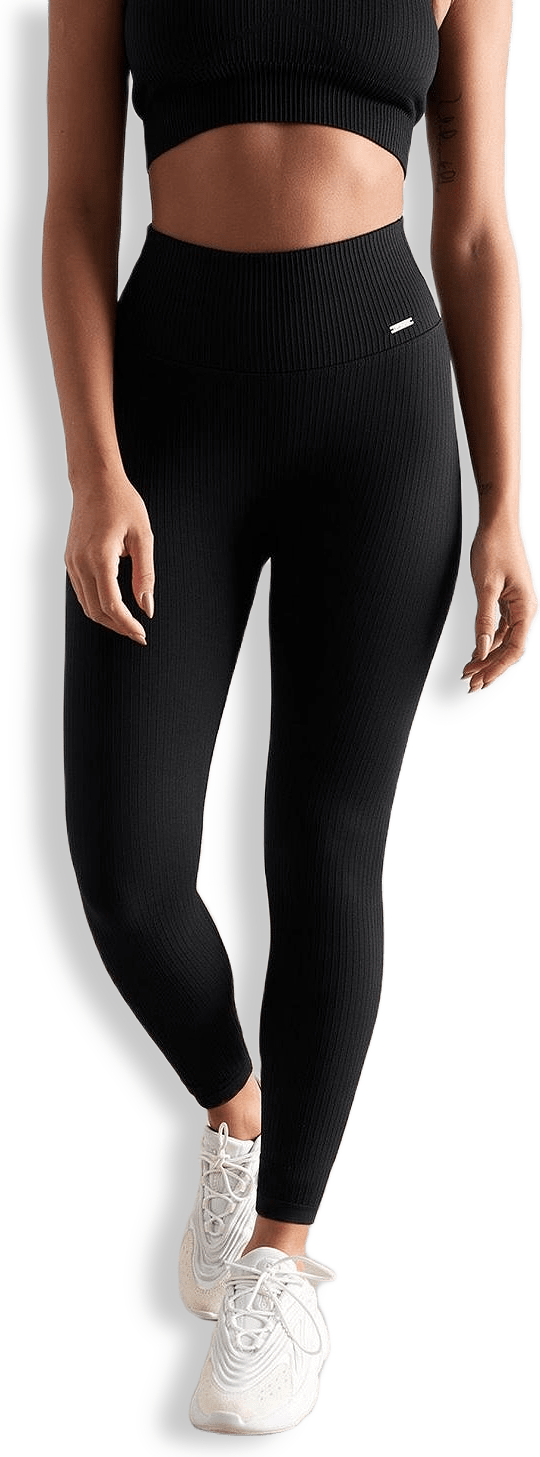 Black Ribbed Seamless Tights