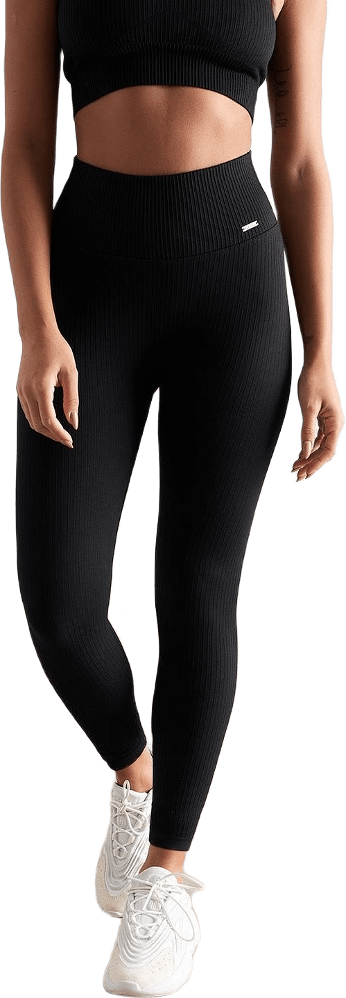 Ribbed Seamless Tights, från aim'n, i färgen black.