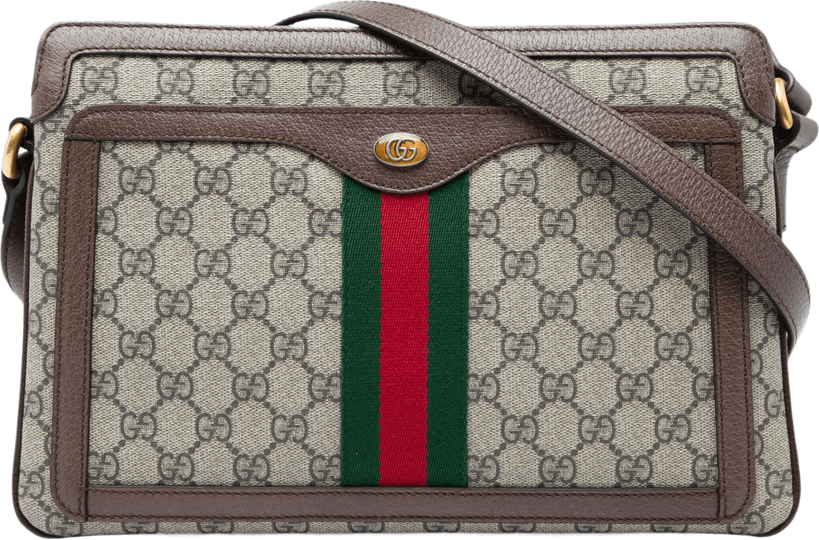 Gucci Medium Gg Supreme Web Ophidia Crossbody, från Luxclusif, i färgen beige.
