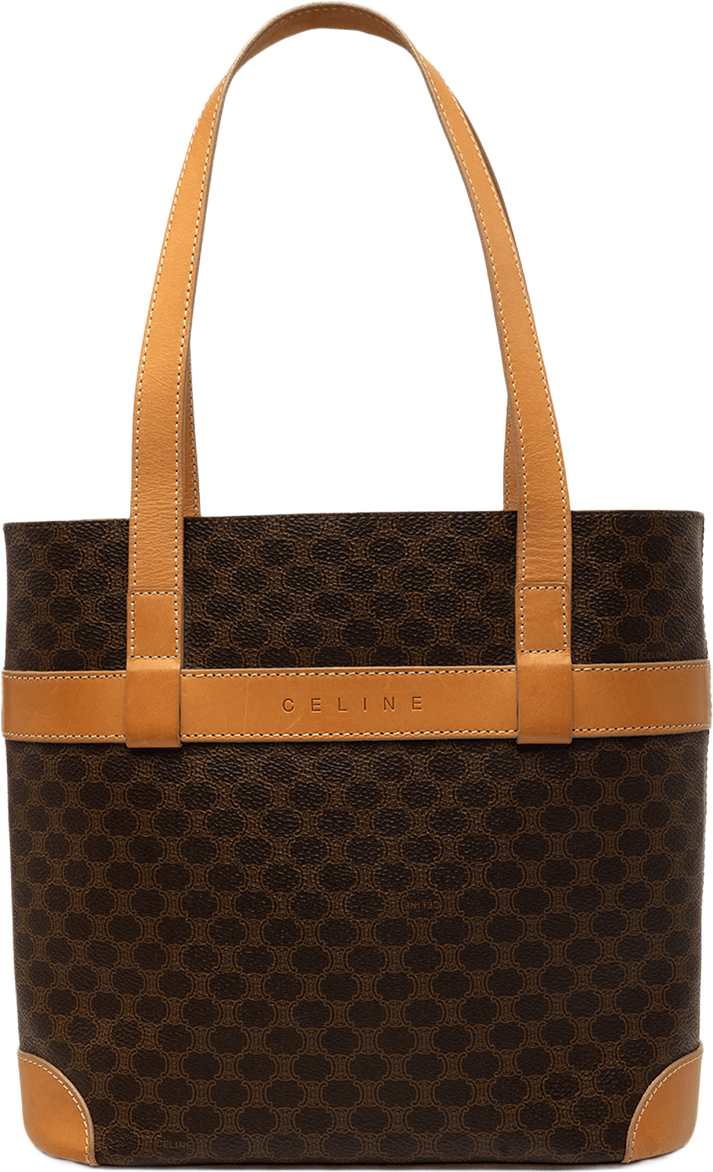 Celine Macadam Coated Canvas Tote, från Luxclusif, i färgen brun.