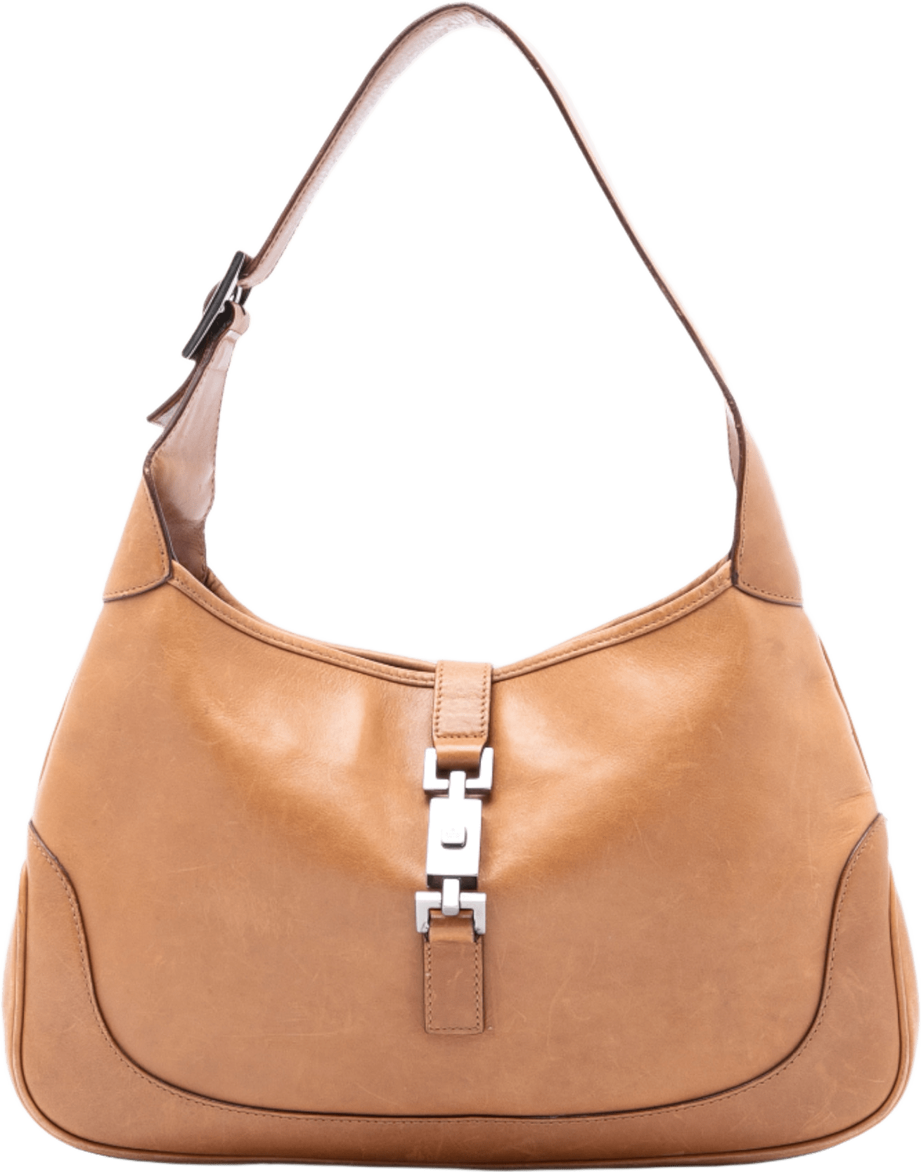 Gucci Calfskin Jackie Shoulder Bag, från Luxclusif, i färgen camel.