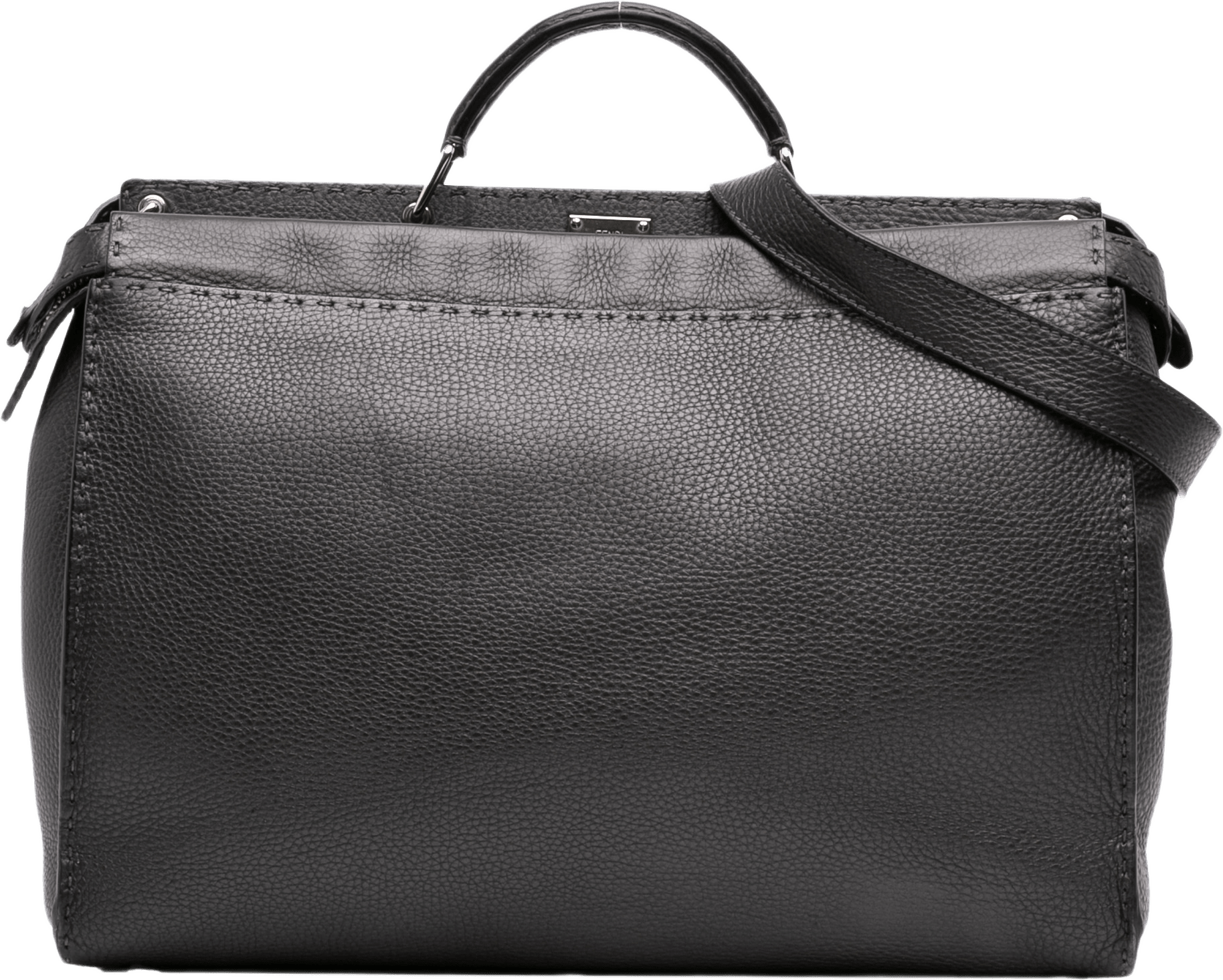 Fendi Large Leather Selleria Peekaboo Iconic Fit Bag, från Luxclusif, i färgen grå.