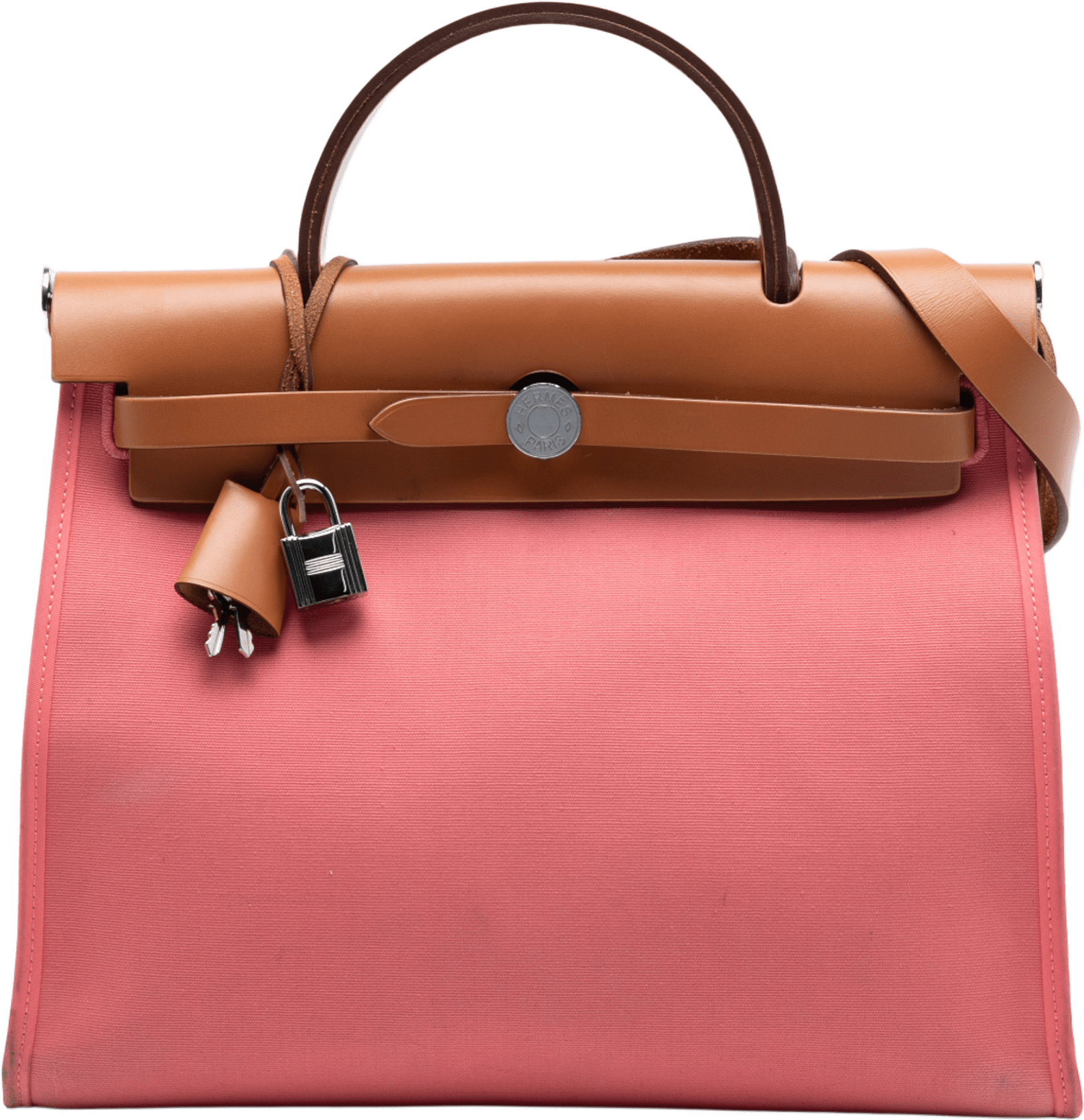 Hermès Toile Herbag Zip 31, från Luxclusif, i färgen salmon.