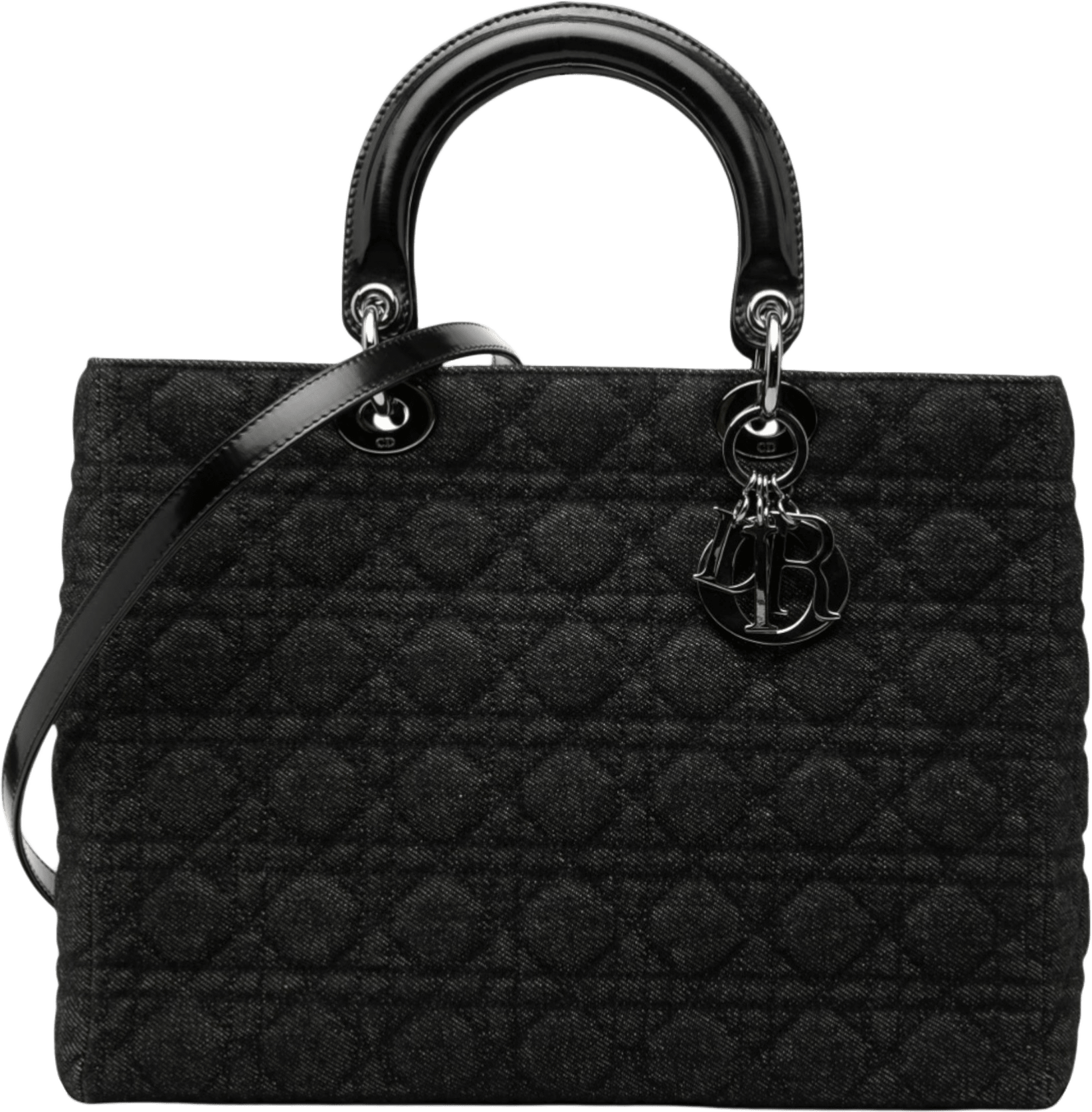 Dior Large Denim Cannage Lady Dior, från Luxclusif, i färgen black.