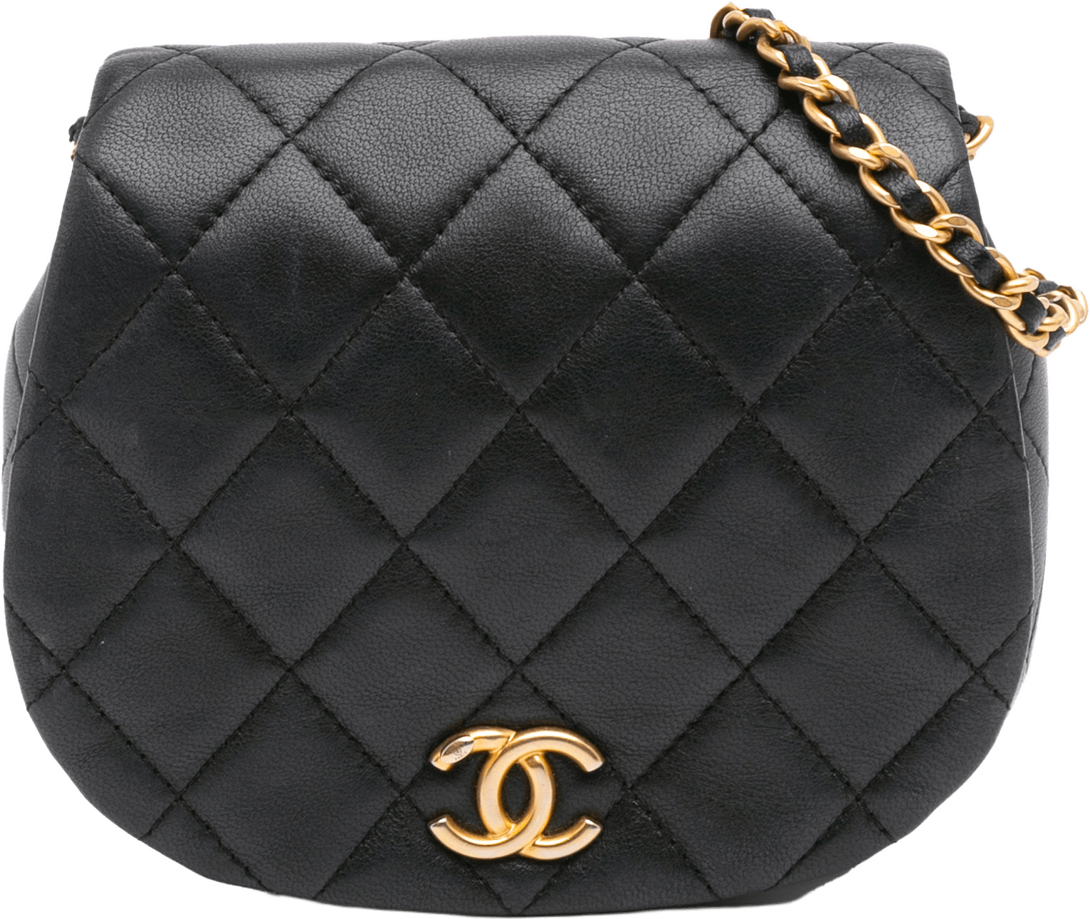 Chanel Mini Quilted Calfskin Coco Mail Clutch With Chain, från Luxclusif, i färgen black.