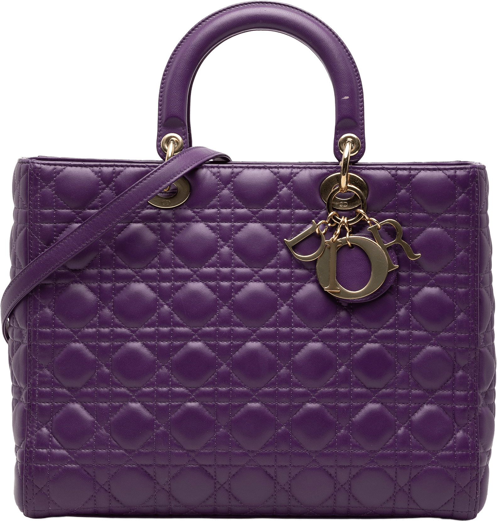 Dior Large Lambskin Cannage Lady Dior, från Luxclusif, i färgen dark purple.
