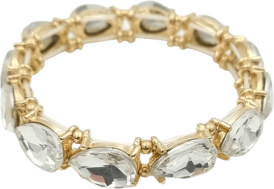 Elastiskt Armband Med Ovala Stenar, från Complement, i färgen white.