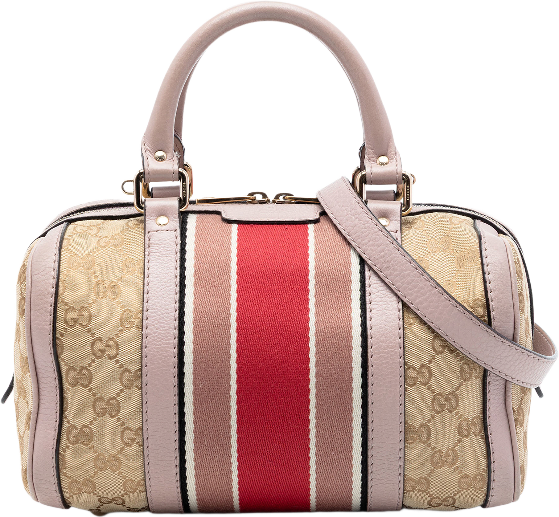 Gucci Small Gg Canvas Web Joy Boston Bag, från Luxclusif, i färgen beige.