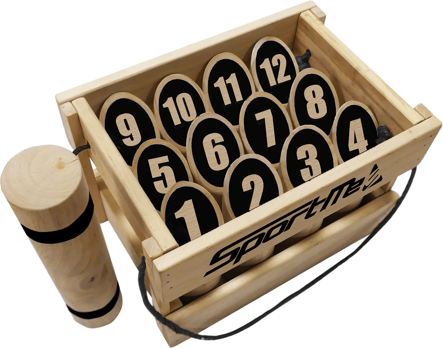 Nummerkubb I Låda, från Sportme, i färgen brun.