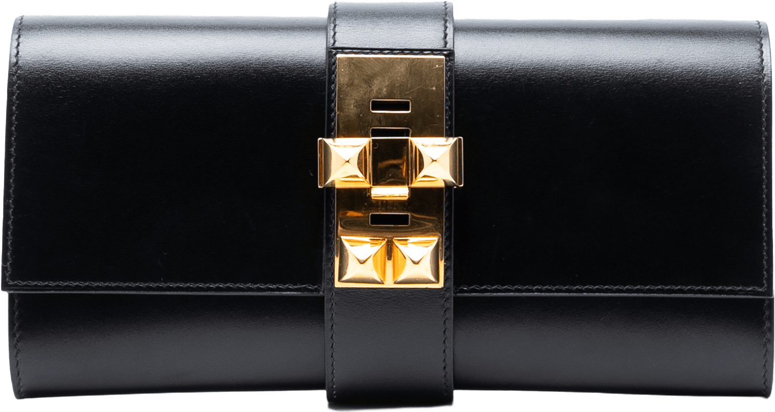 Hermès Tadelakt Medor Clutch 23, från Luxclusif, i färgen black.