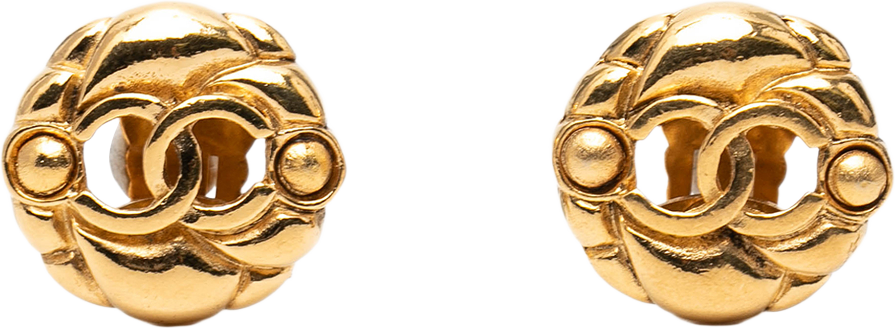 Chanel Gold Plated Cc Hollow Round Clip On Earrings, från Luxclusif, i färgen gold.
