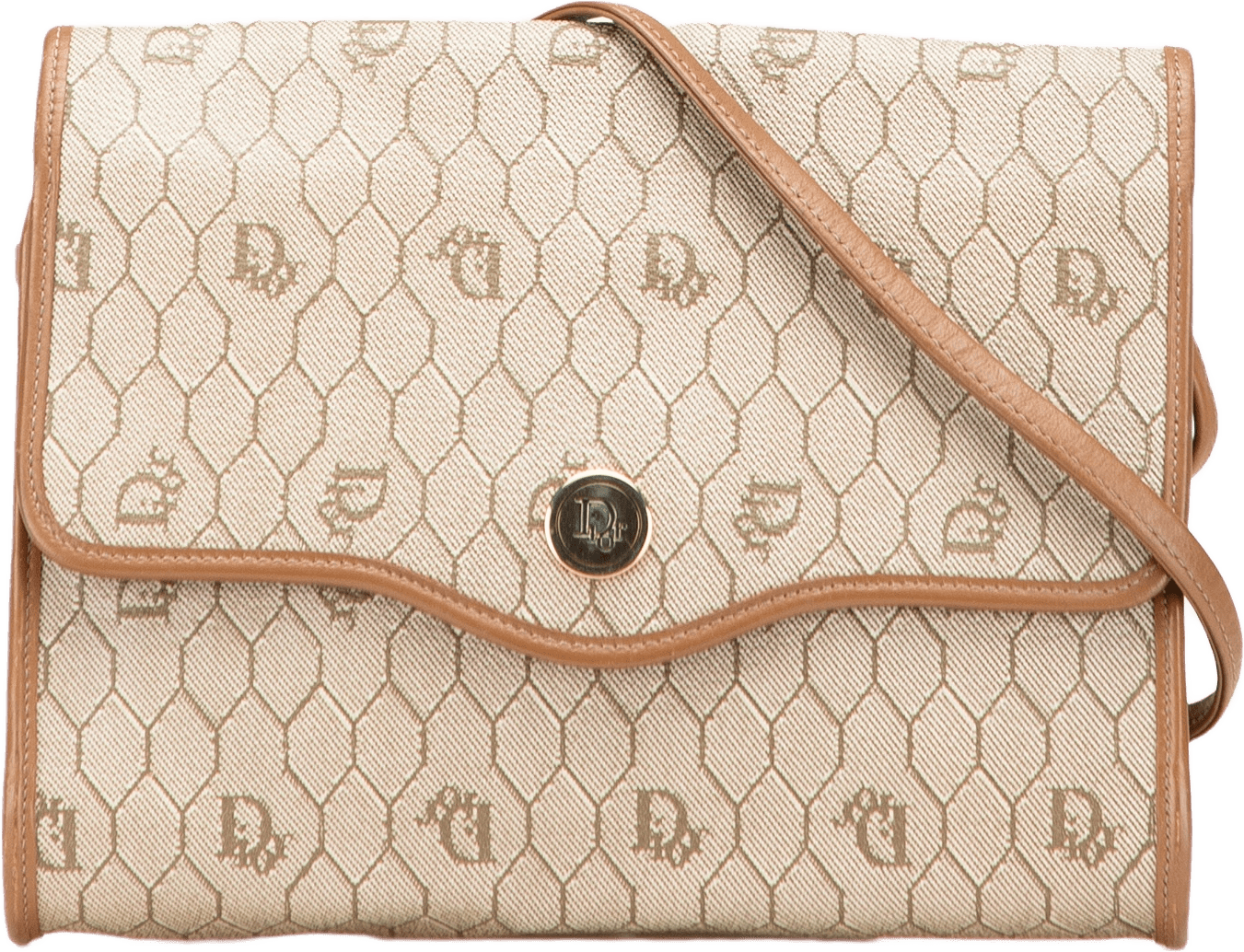 Dior Honeycomb Coated Canvas Crossbody, från Luxclusif, i färgen beige.
