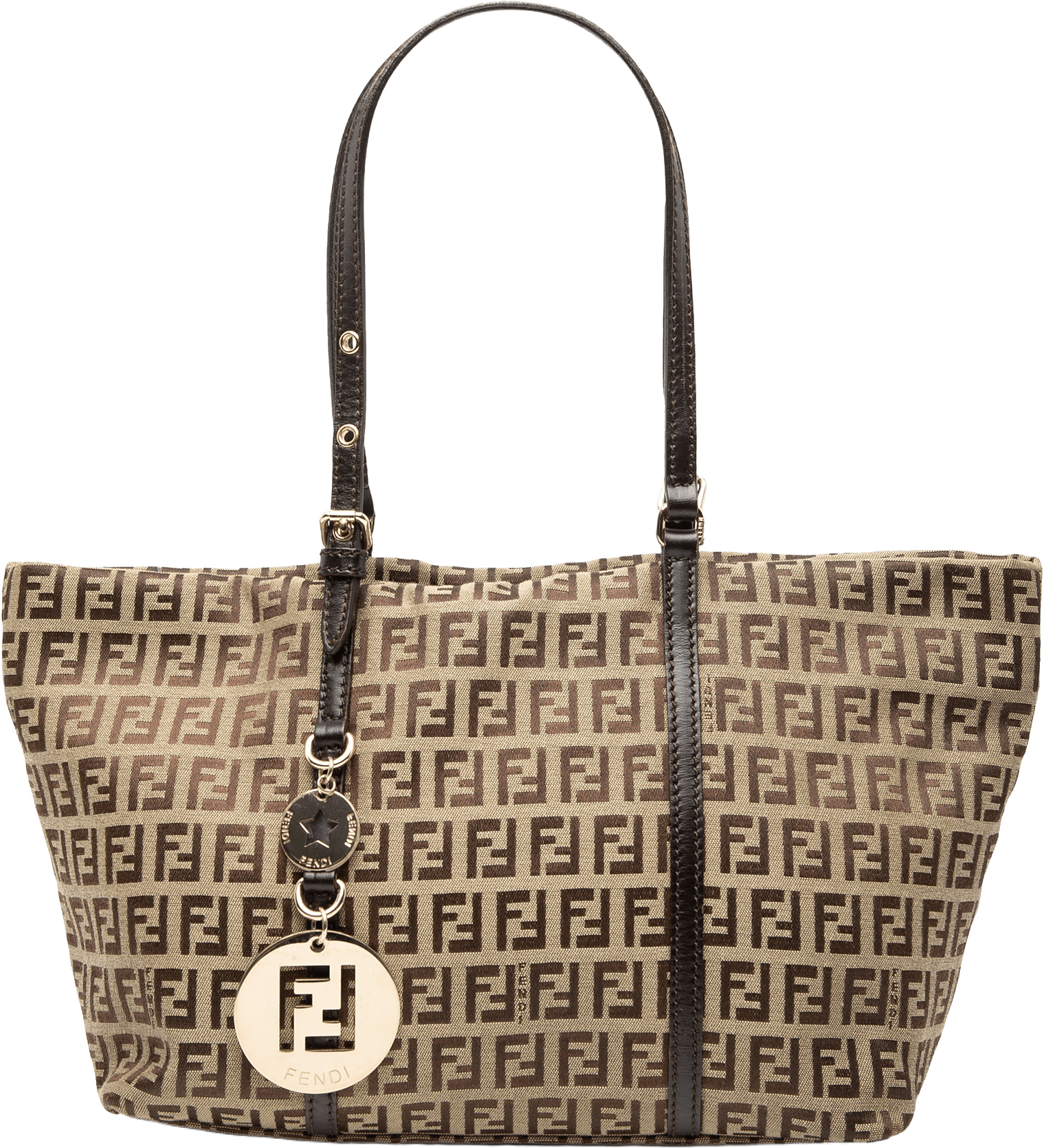 Fendi Mini Zucchino Canvas Superstar Tote, från Luxclusif, i färgen beige.