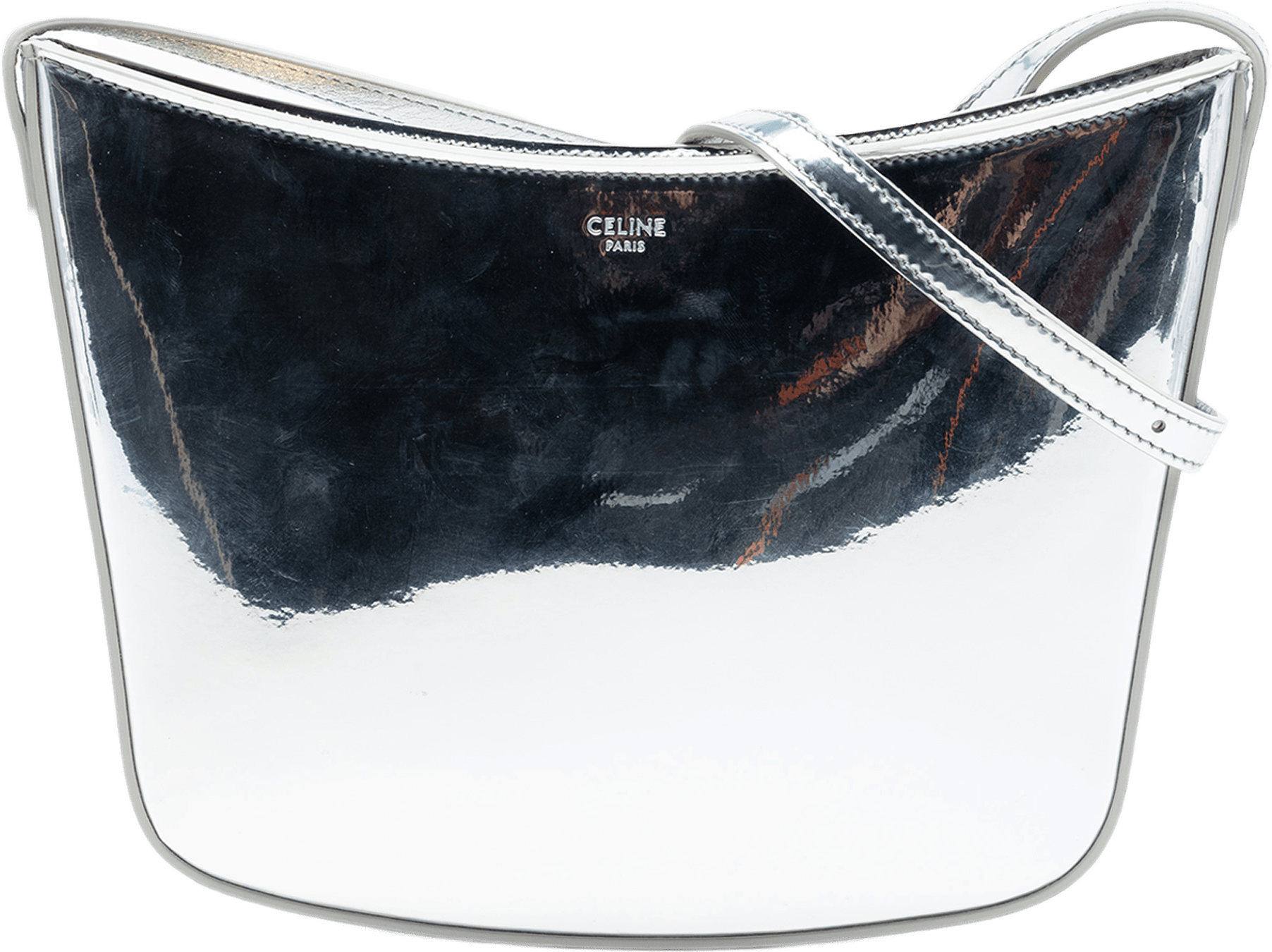 Celine Medium Mirror Calfskin Croque Shoulder Bag, från Luxclusif, i färgen silver.