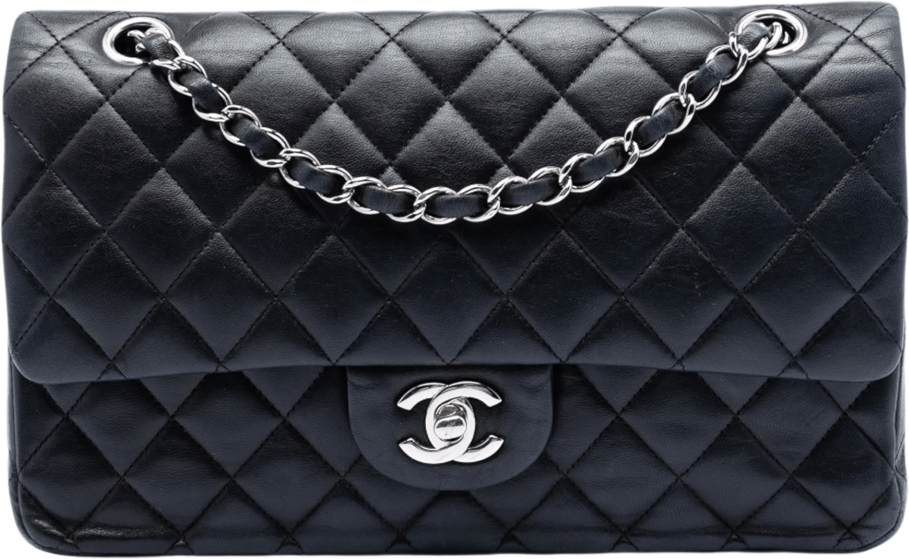 Chanel Medium Classic Lambskin Double Flap, från Luxclusif, i färgen black.