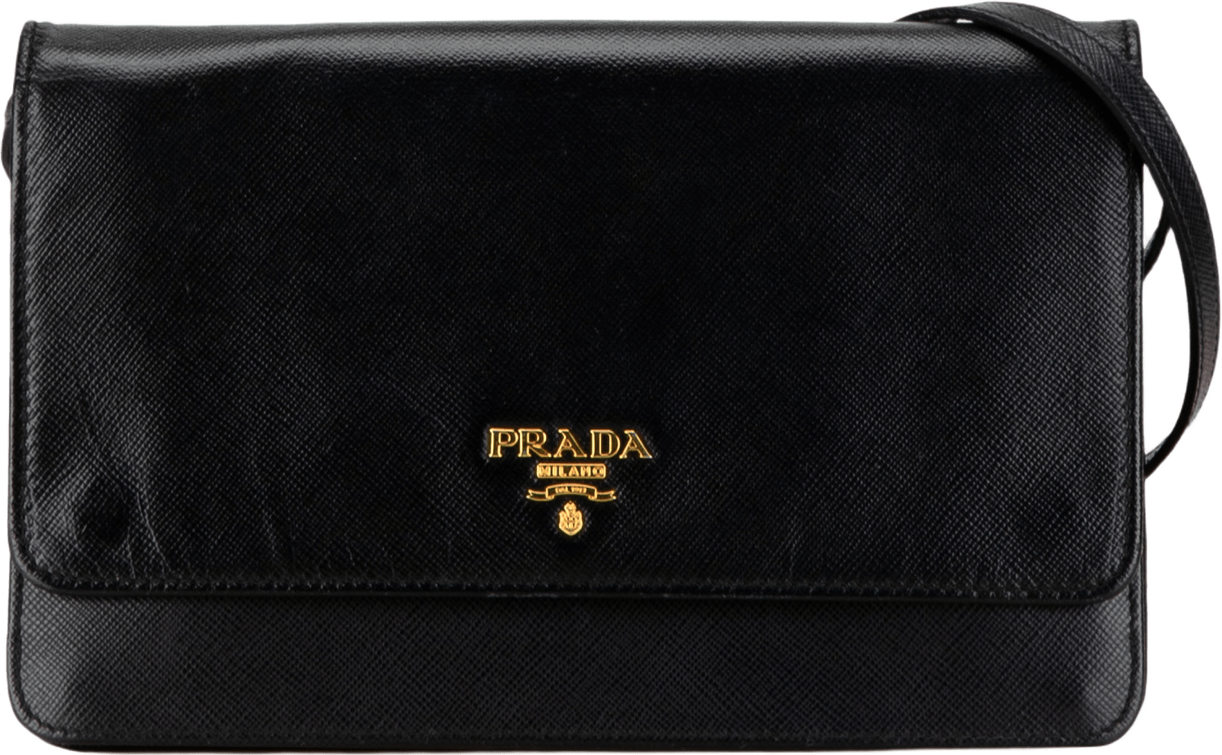 Prada Saffiano Metal Flap Wallet With Strap