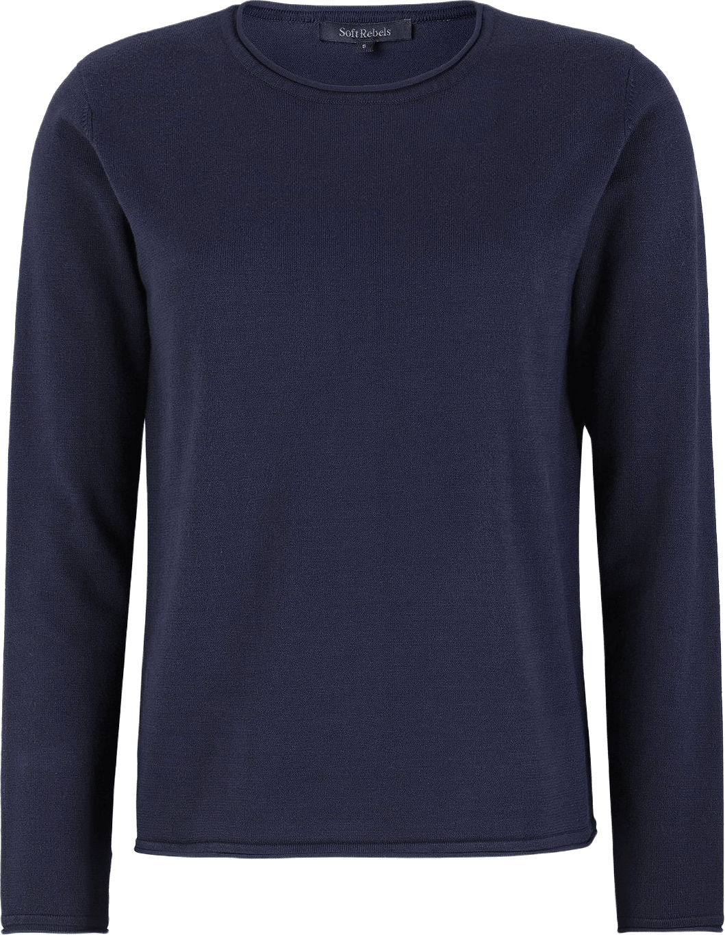 Srmarla O-neck Roll Edge Knit, från Soft Rebels, i färgen total eclipse.