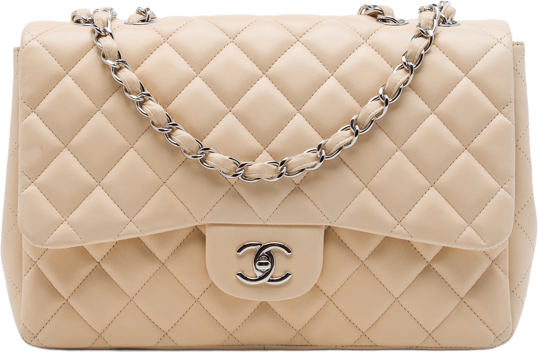 Chanel Jumbo Classic Lambskin Single Flap, från Luxclusif, i färgen brun.