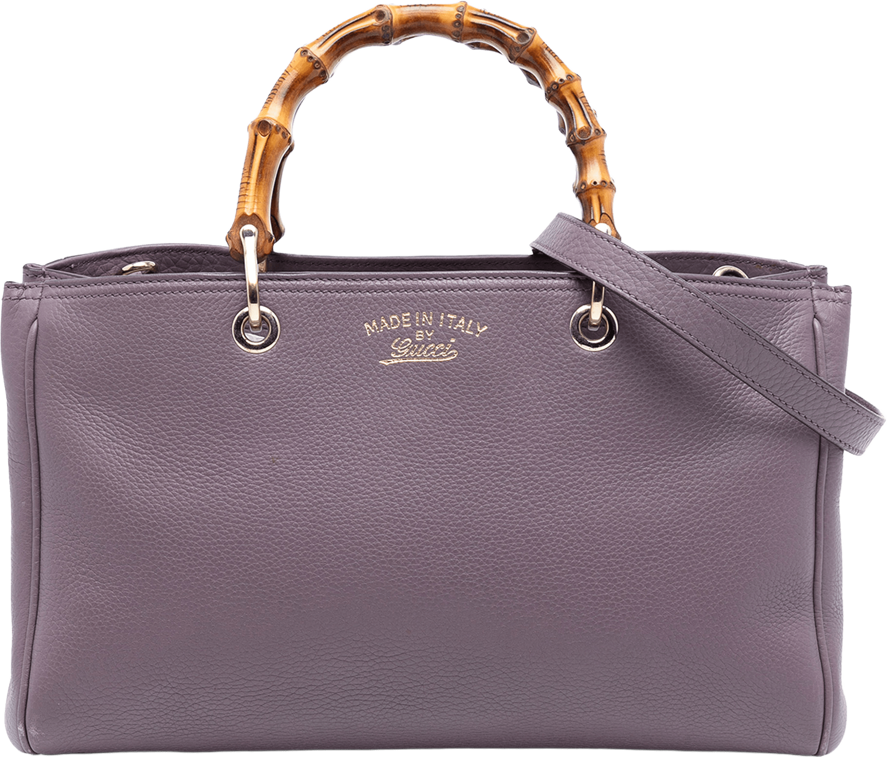 Gucci Medium Calfskin Bamboo Shopper Satchel, från Luxclusif, i färgen dark purple.
