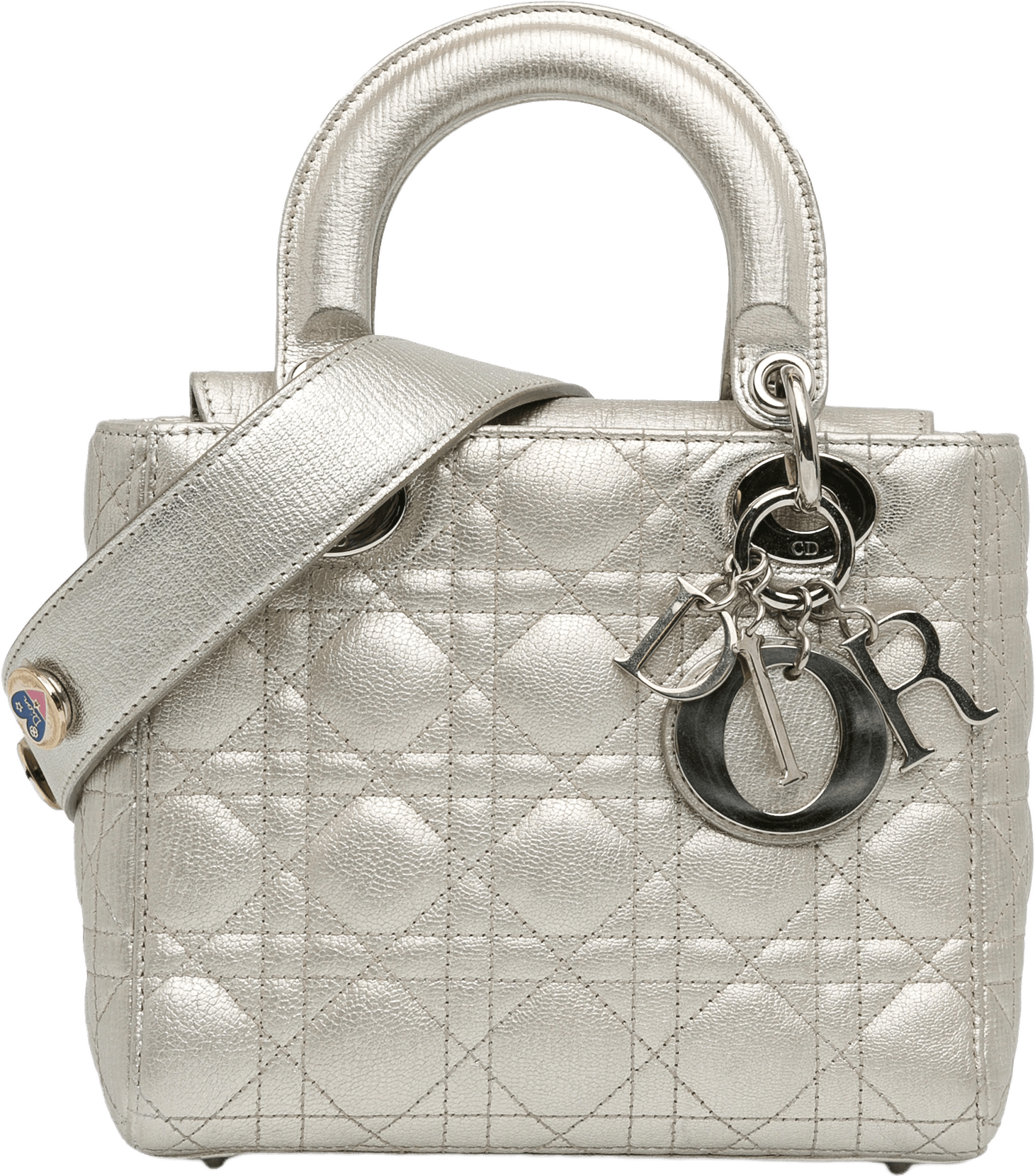 Dior Small Cannage My Abcdior Lady Dior Lucky Badges, från Luxclusif, i färgen silver.