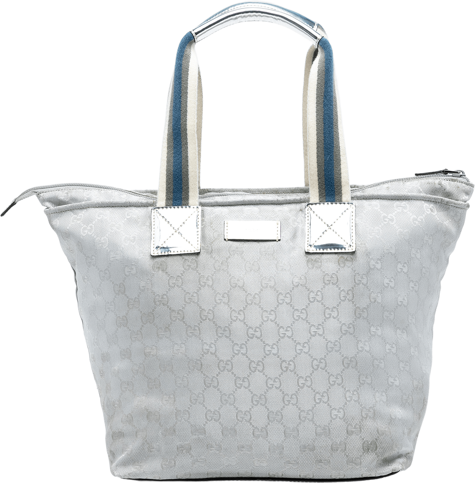 Gucci Gg Canvas Web Tote, från Luxclusif, i färgen silver.