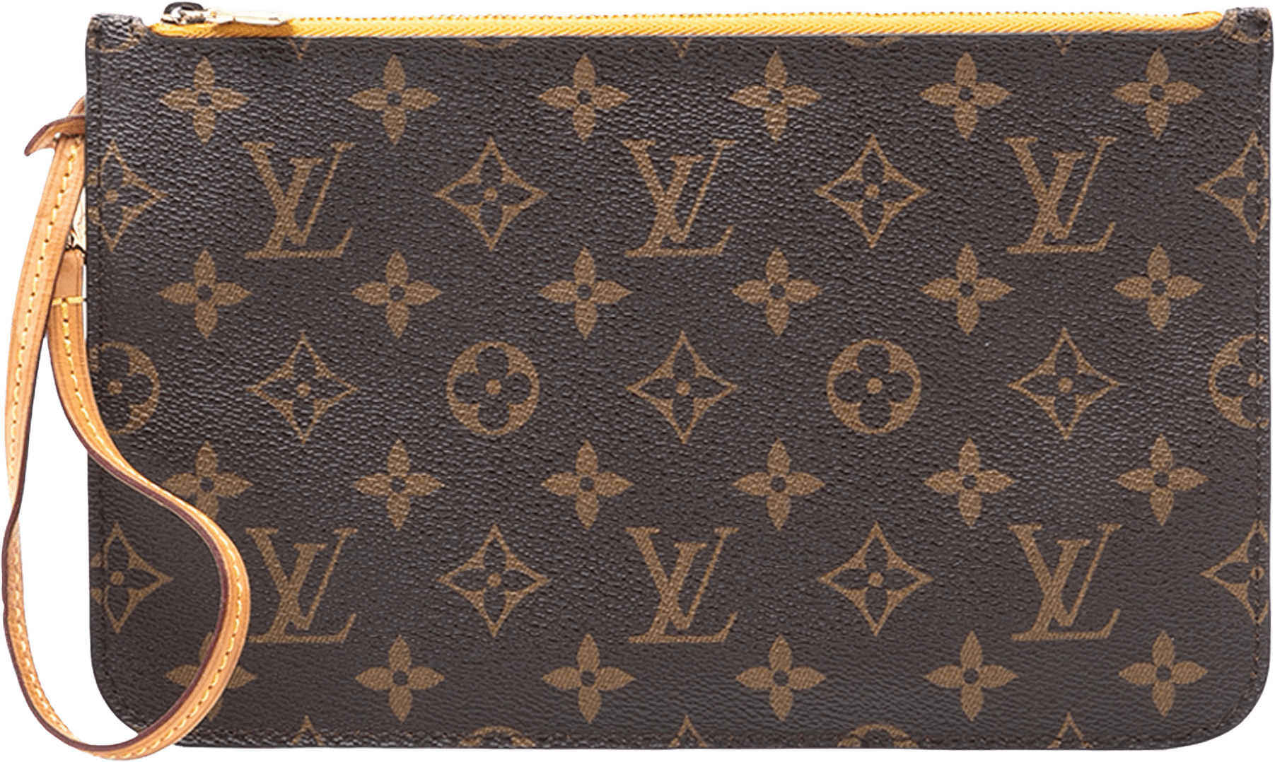 Louis Vuitton Monogram Neverfull Pochette, från Luxclusif, i färgen brown.