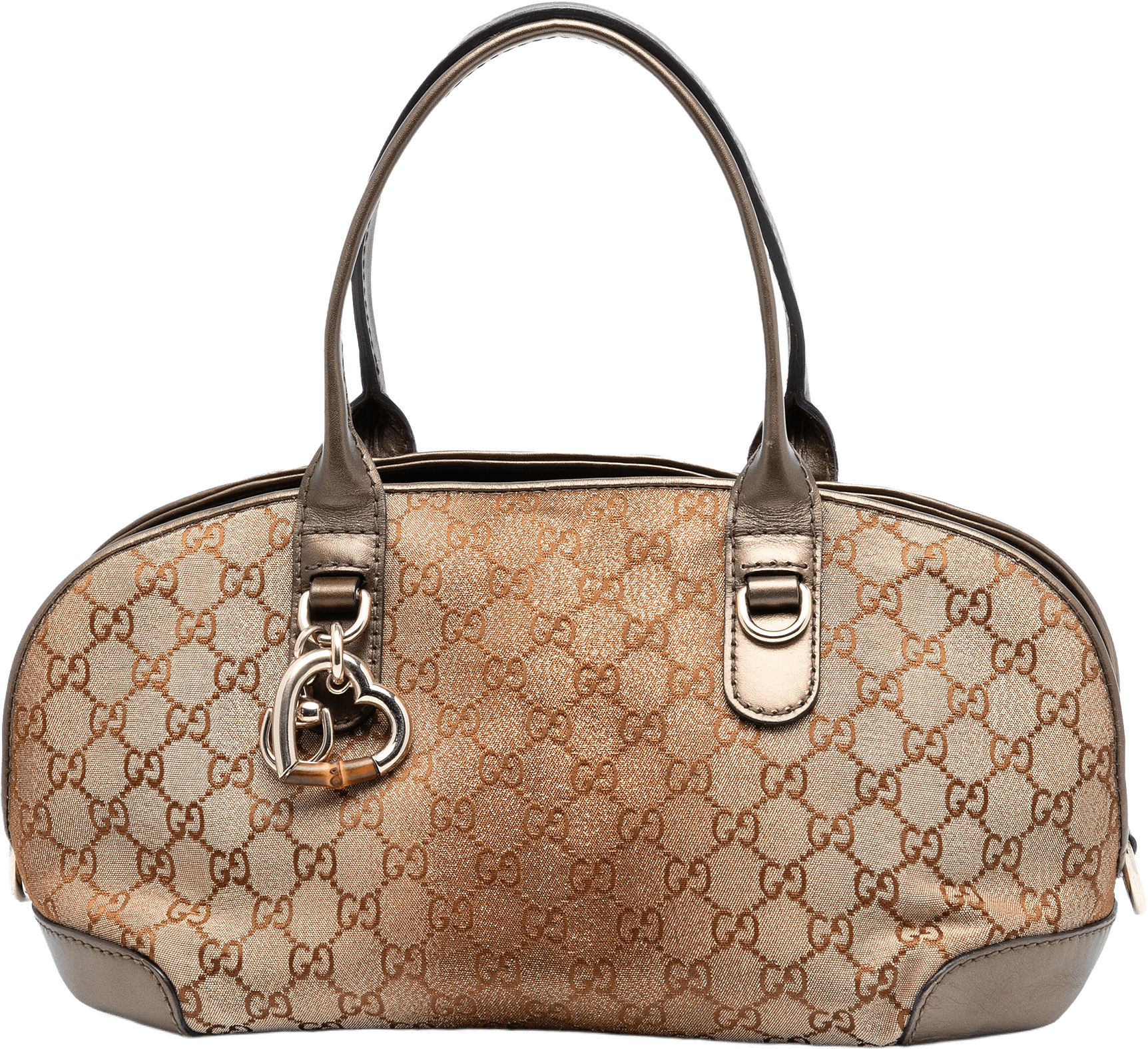 Gucci Gg Lurex Heart Bit Satchel, från Luxclusif, i färgen beige.