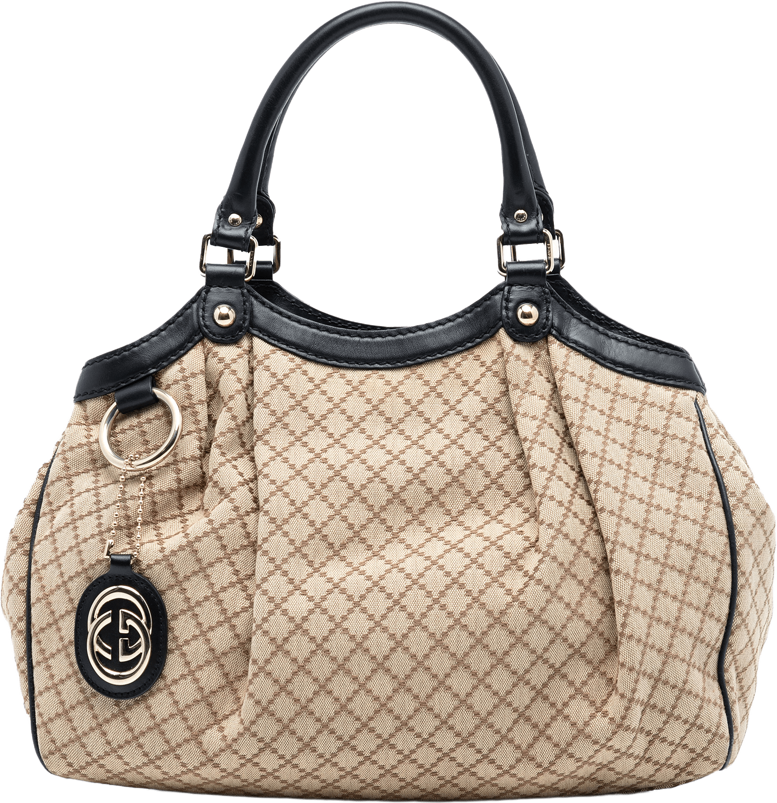Gucci Medium Diamante Canvas Sukey Tote, från Luxclusif, i färgen beige.