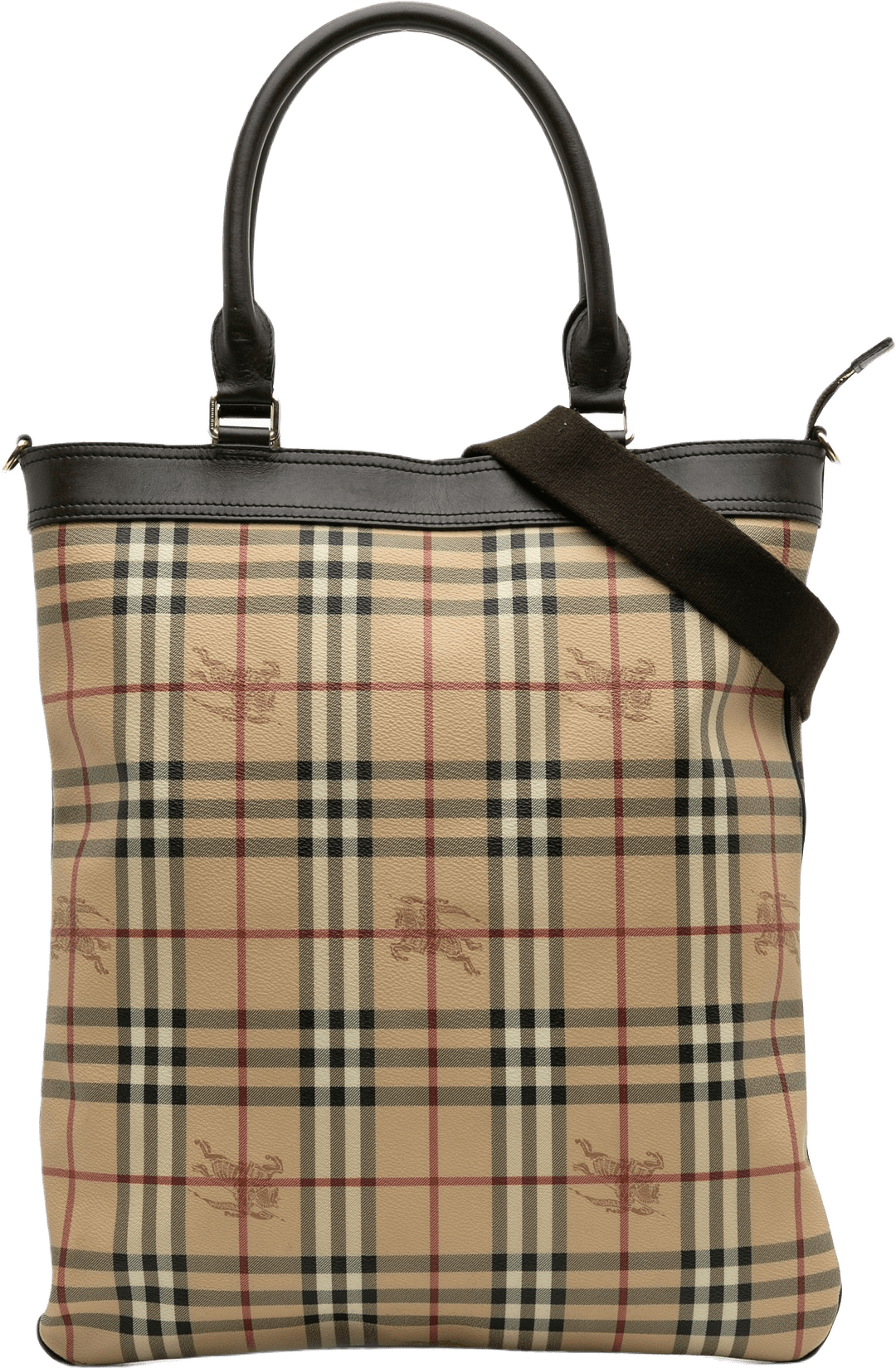 Burberry Haymarket Check Coated Canvas Tote, från Luxclusif, i färgen beige.