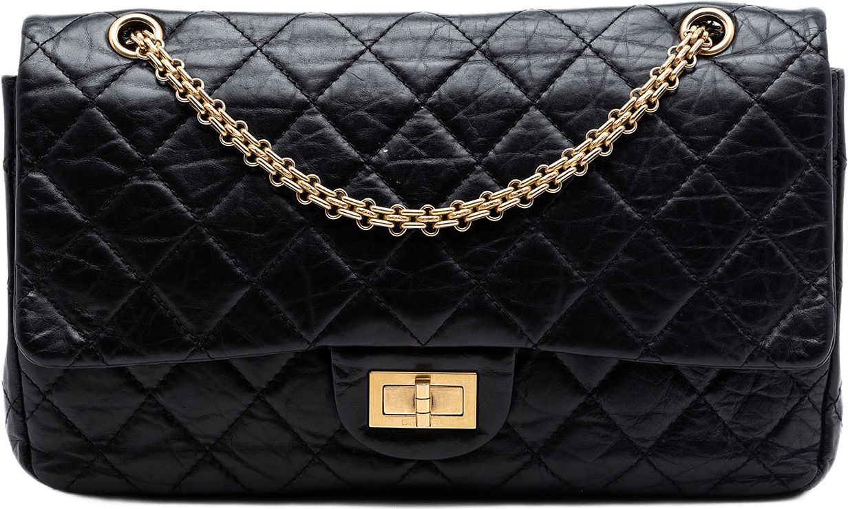 Chanel Quilted Aged Calfskin Reissue 2.55 Double Flap 227, från Luxclusif, i färgen black.